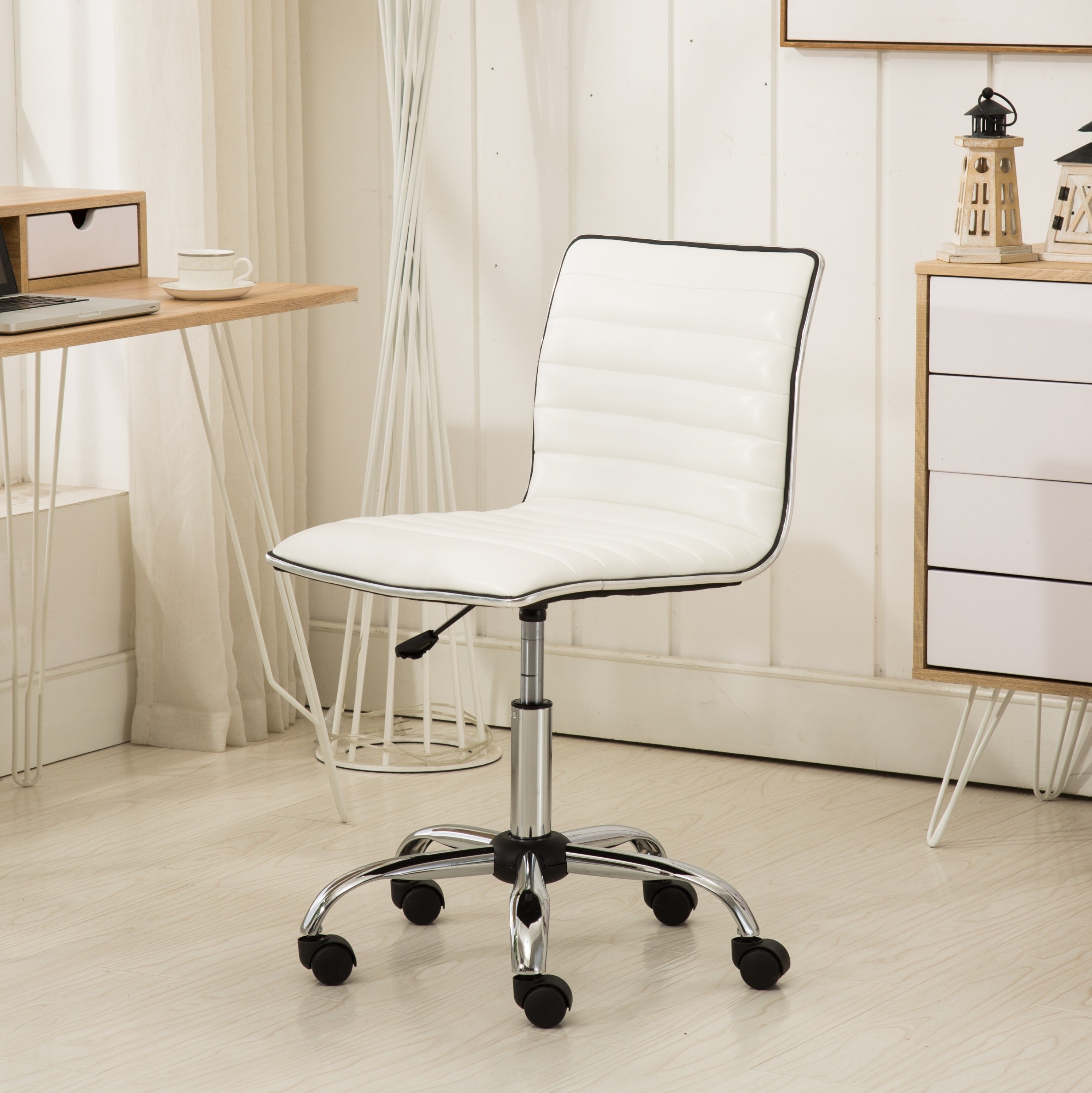 Fremo Chromel Adjustable Air Lift Office Chair, White