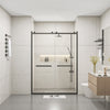 Semi-frameless Double Sliding Glass Shower Doors, 60"W x 76"H with 3/8"(10mm) Clear Tempered Glass, Matt Black Finish