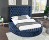 King Size Tufted Storage Bed made with Wood in Blue