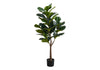 Artificial Plant, 47" Tall, Fiddle Tree, Indoor, Faux, Fake, Floor, Greenery, Potted, Real Touch, Decorative, Green Leaves, Black Pot