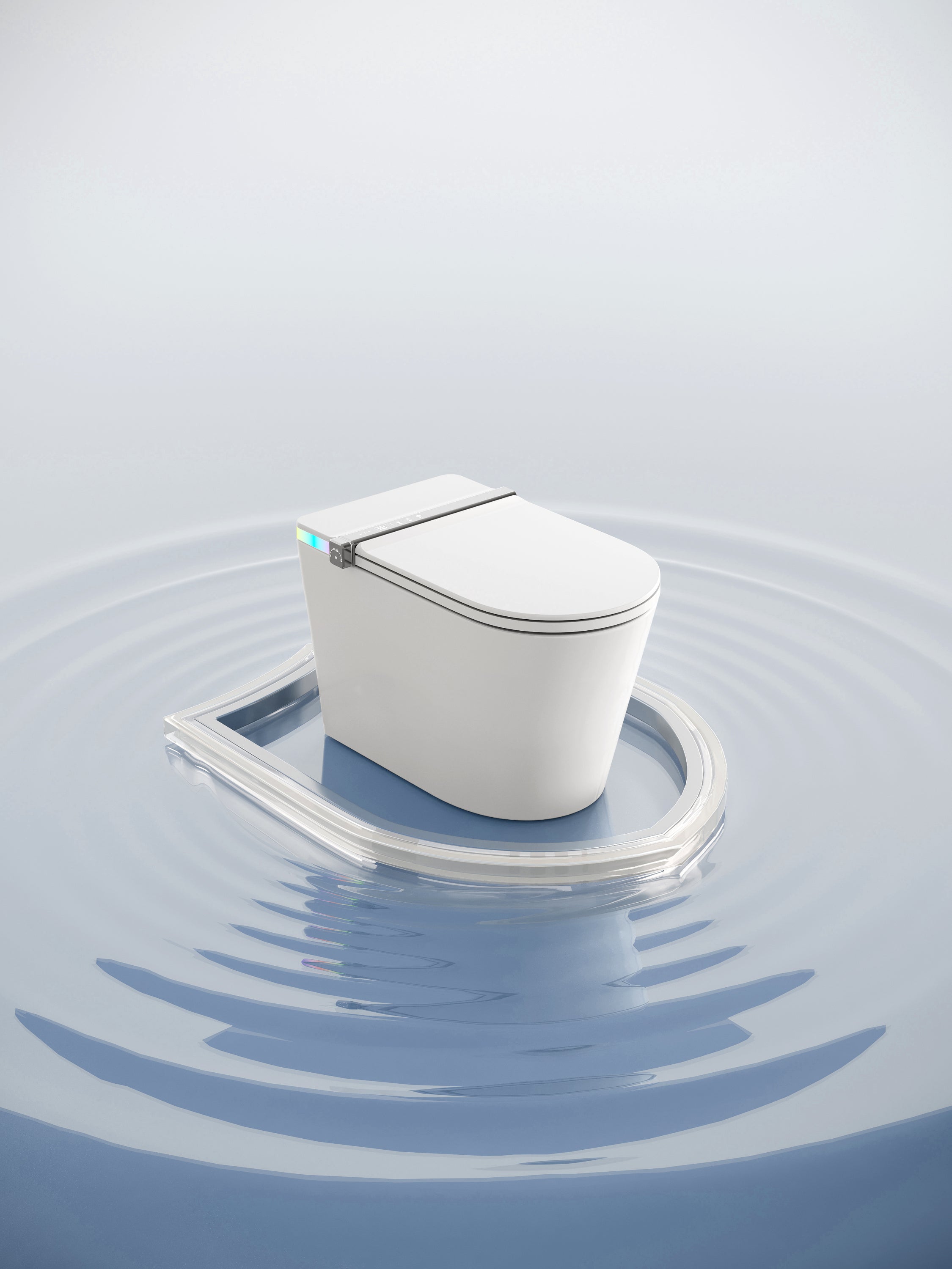 Multifunctional flat square smart toilet with automatic flush with remote control/foot sensor/night light