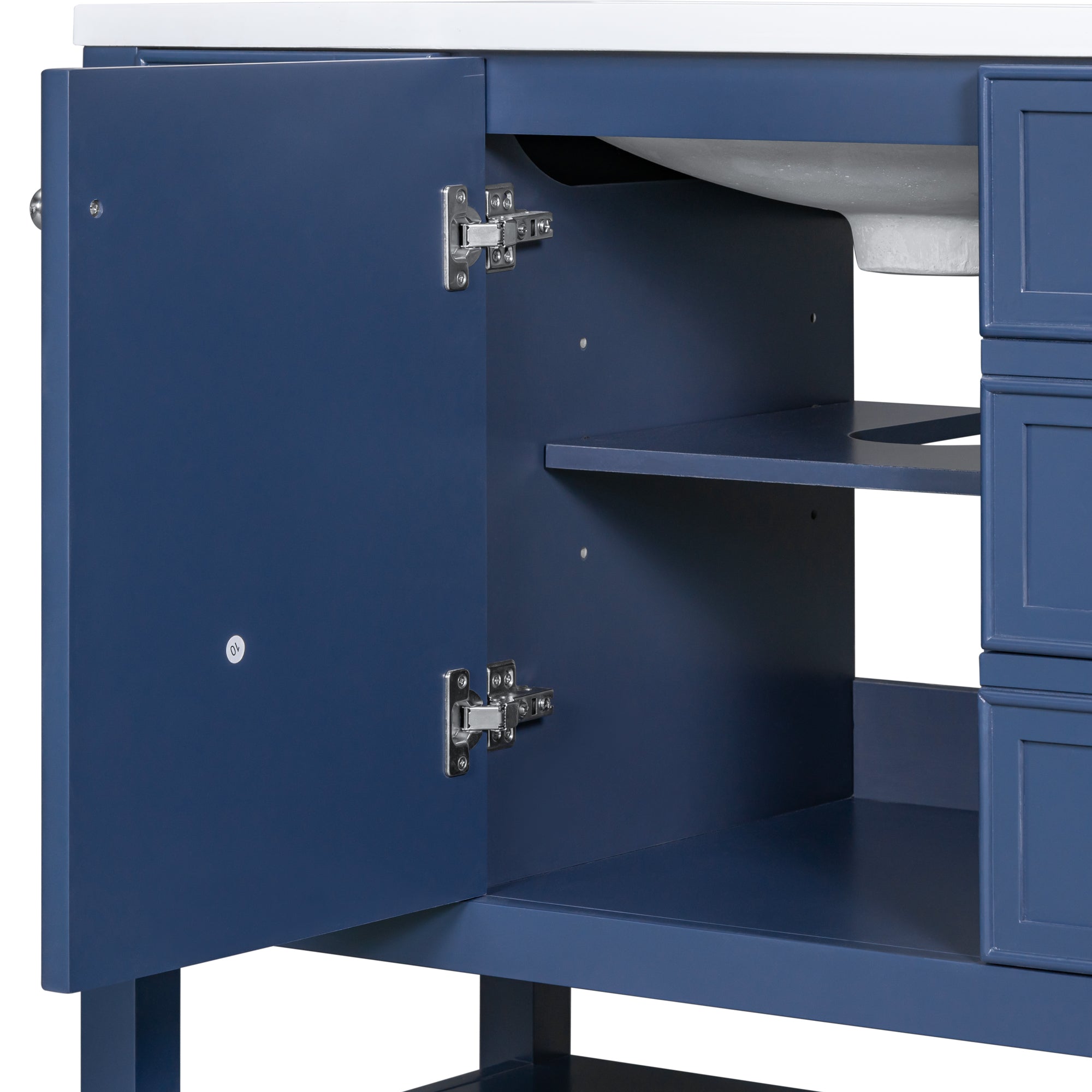 36" Bathroom Vanity without Sink, Cabinet Base Only, One Cabinet and three Drawers, Blue