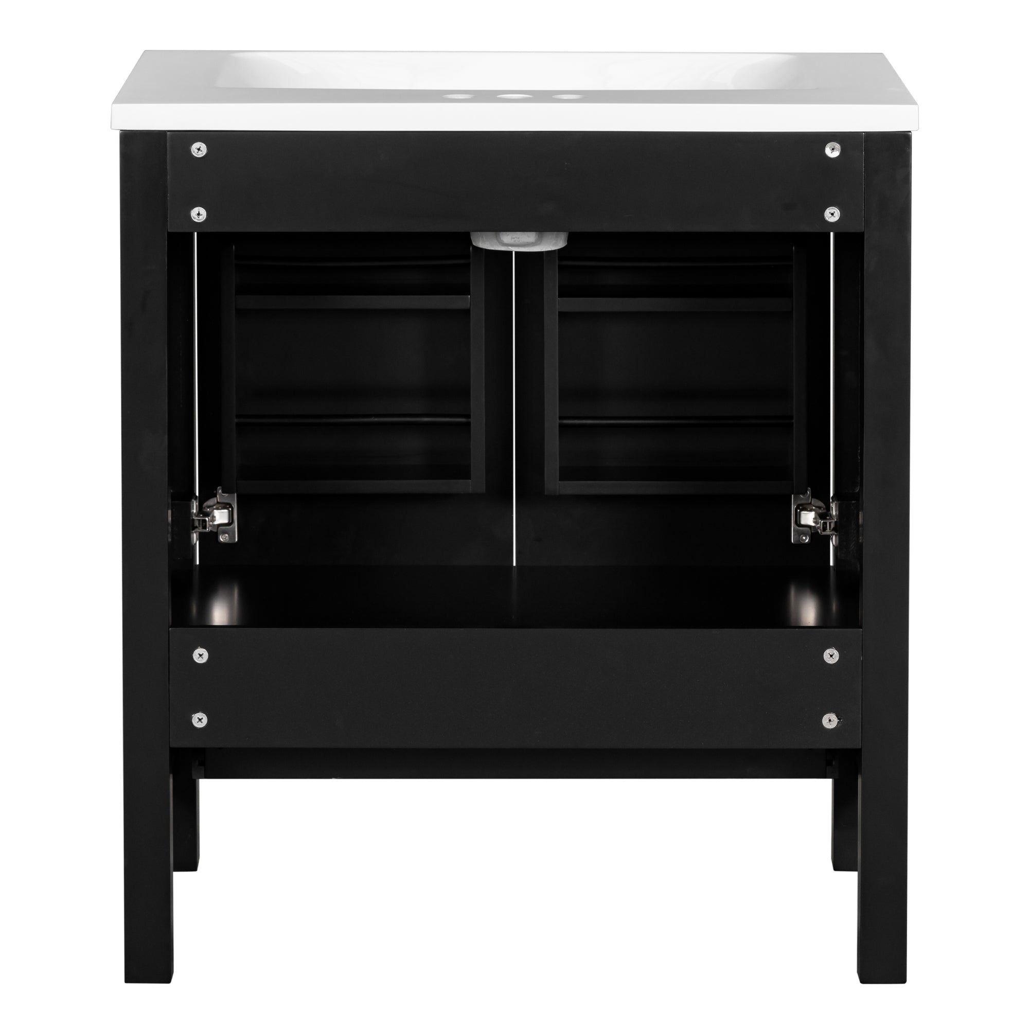 30" Black Bathroom Vanity with Single Sink, Combo Cabinet Undermount Sink, Bathroom Storage Cabinet with 2 Doors and a Drawer, Soft Closing, Multifunctional Storage, Solid Wood Frame