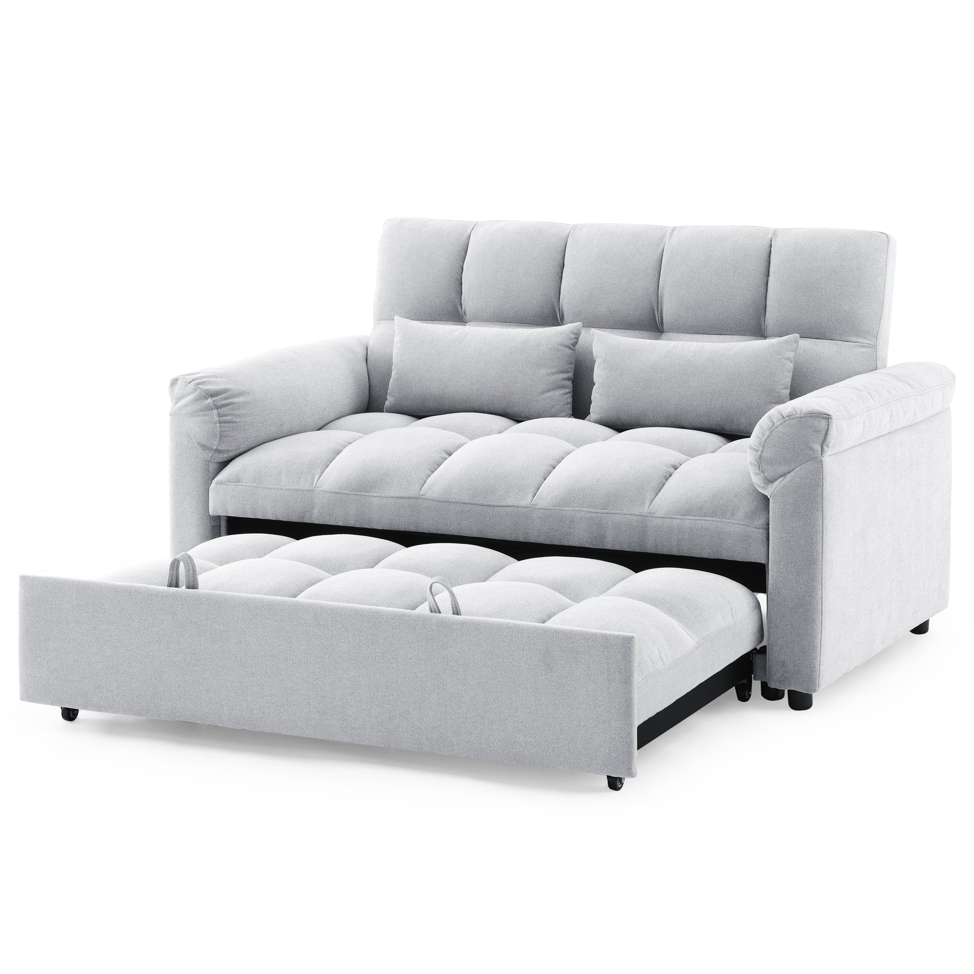 Loveseats Sofa Bed with Pull-out Bed,Adjsutable Back,Light Grey