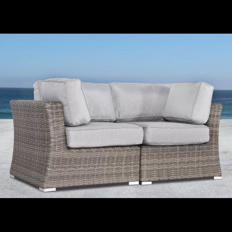 Fully Assembled 66" Outdoor Wicker Loveseat with Cushions