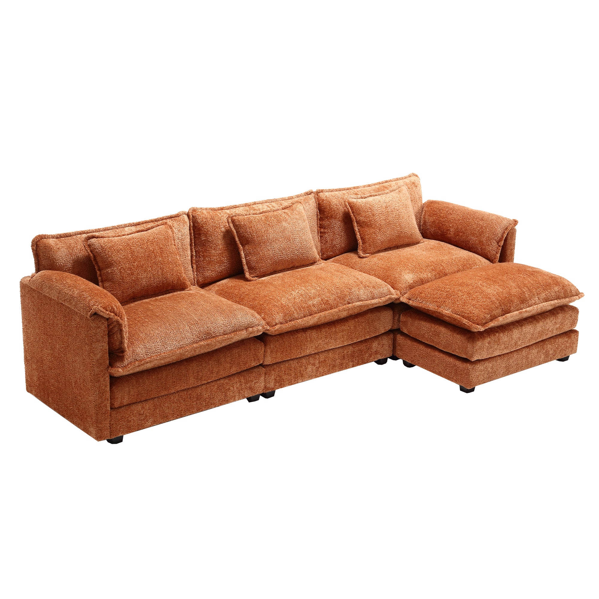 Modern Large boucle Fabric L-Shape Sectional Chenille fabric, movable pedals, detachable armrests, oversized three-seat Sofa