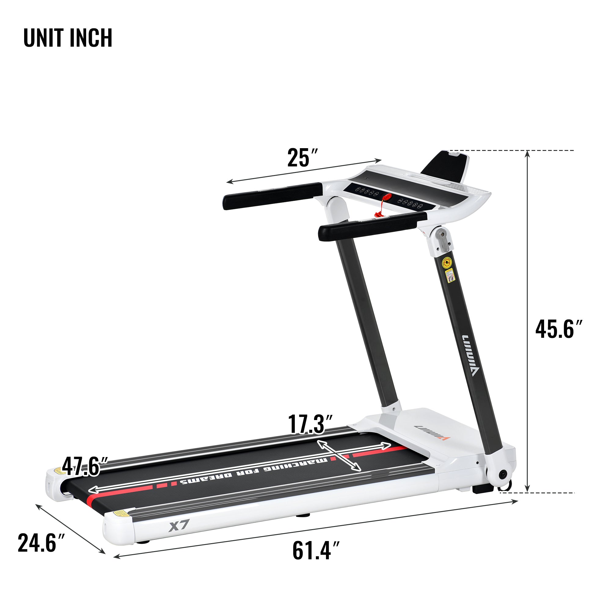 Portable Compact Treadmill;Electric Motorized  3.5HP;14KM/H;Medium Running Machine Motorised Gym 330lbs;Foldable for Home Gym Fitness Workout Jogging Walking;Bluetooth Speaker  APP FITIME