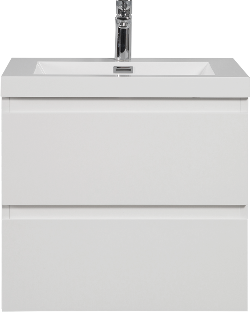 24" Floating Bathroom Vanity with Sink, Modern Wall-Mounted Bathroom Storage Vanity Cabinet with Resin Top Basin and Soft Close Drawers, Glossy White 24V11-24GW