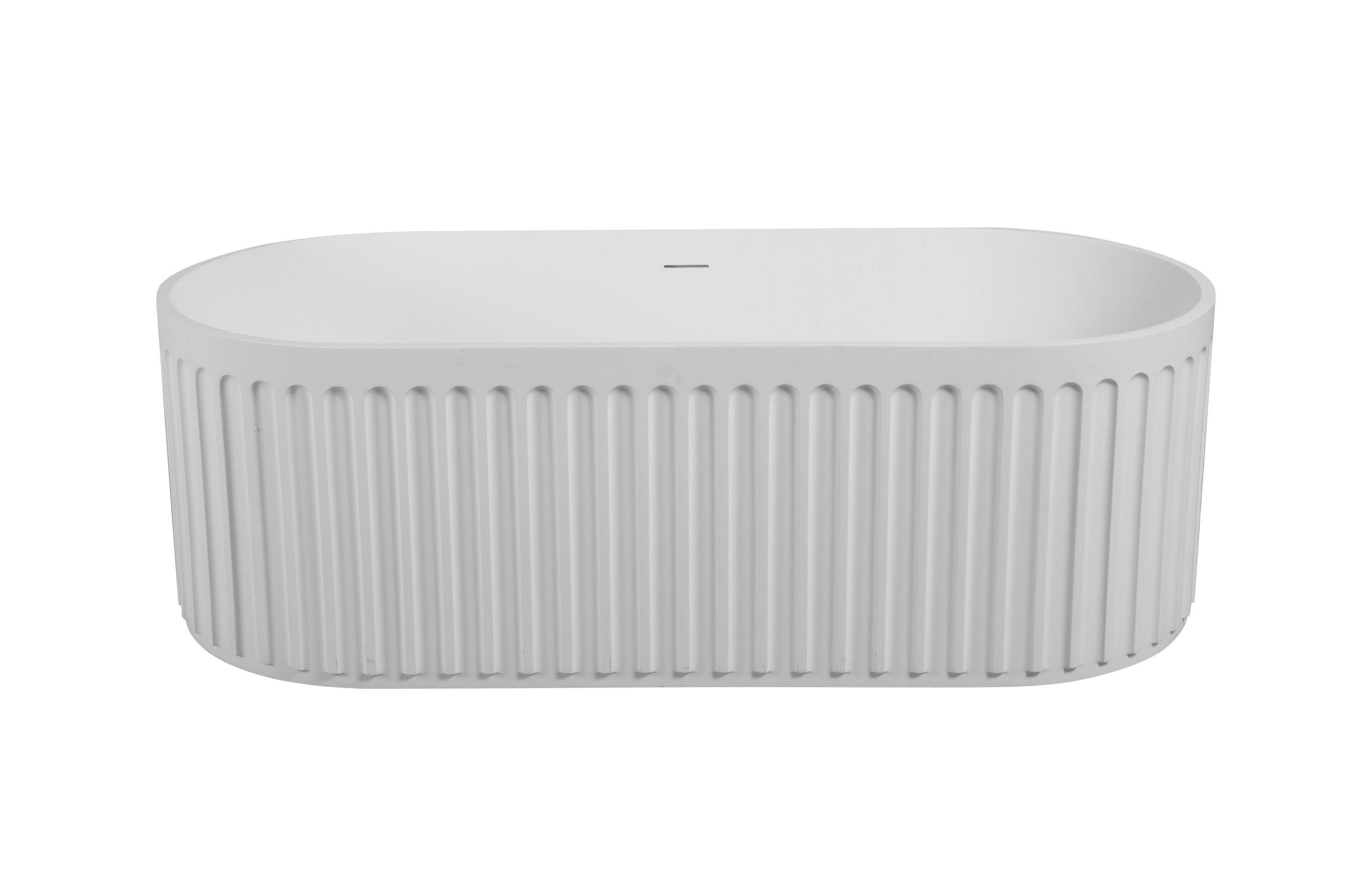 67" Luxury Handcrafted Stone Resin Freestanding Soaking Bathtub with Overflow in Matte White, cUPC Certified - 23S13-67