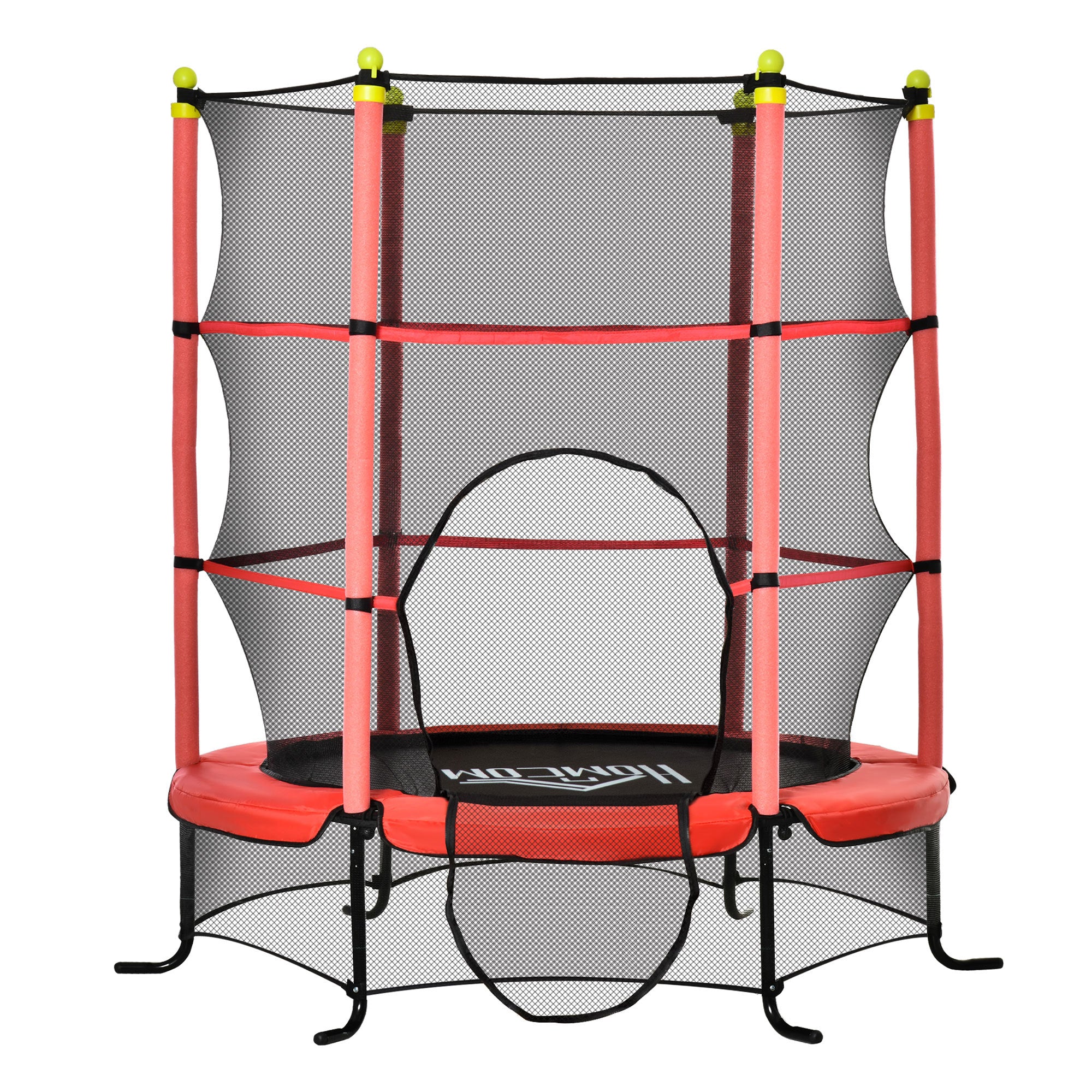 Soozier 5.3' Kids Trampoline, 64" Indoor Trampoline for Kids with Safety Enclosure for 3-10 Year Olds, Indoor & Outdoor Use, Red