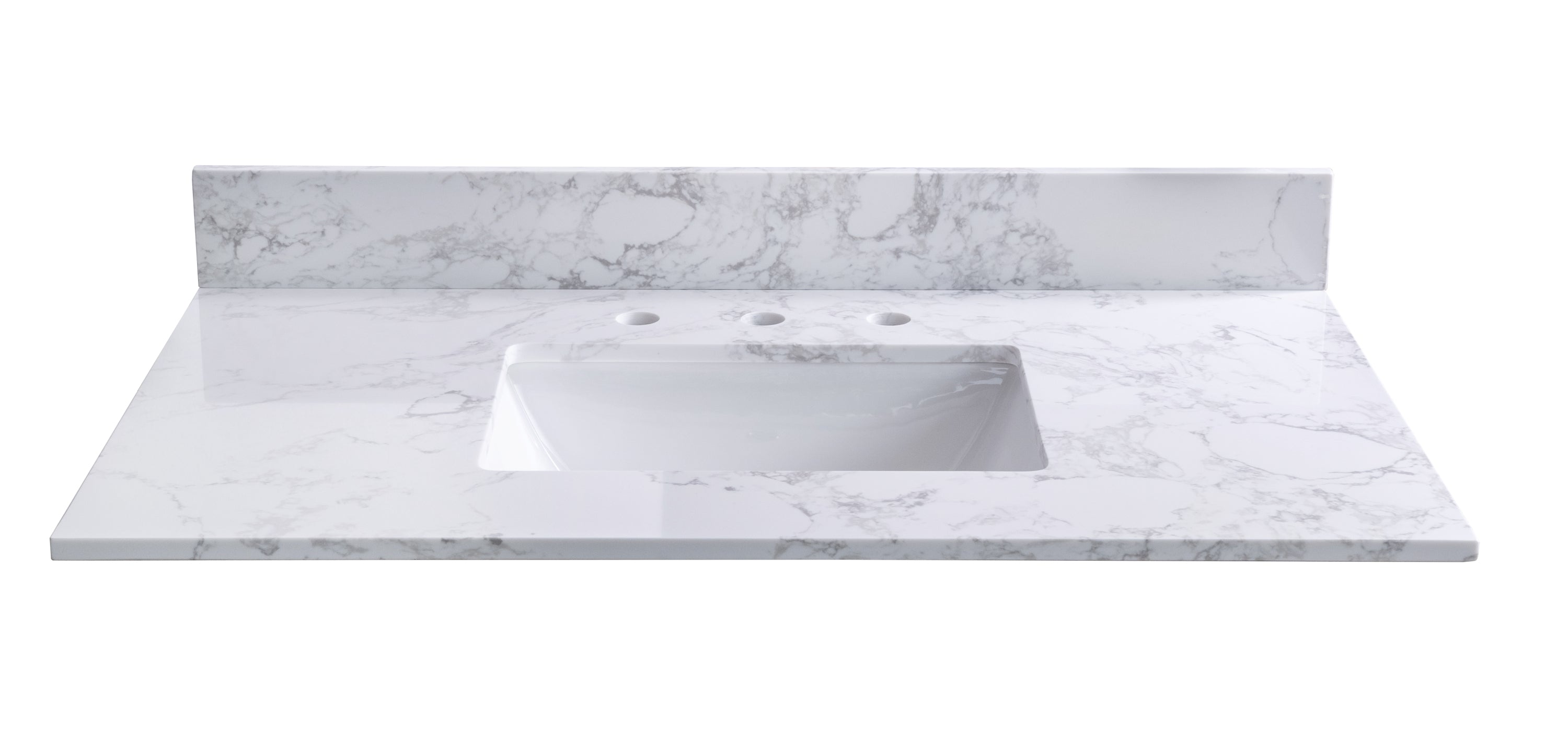 Montary carrara white engineered stone vanity top side backsplash