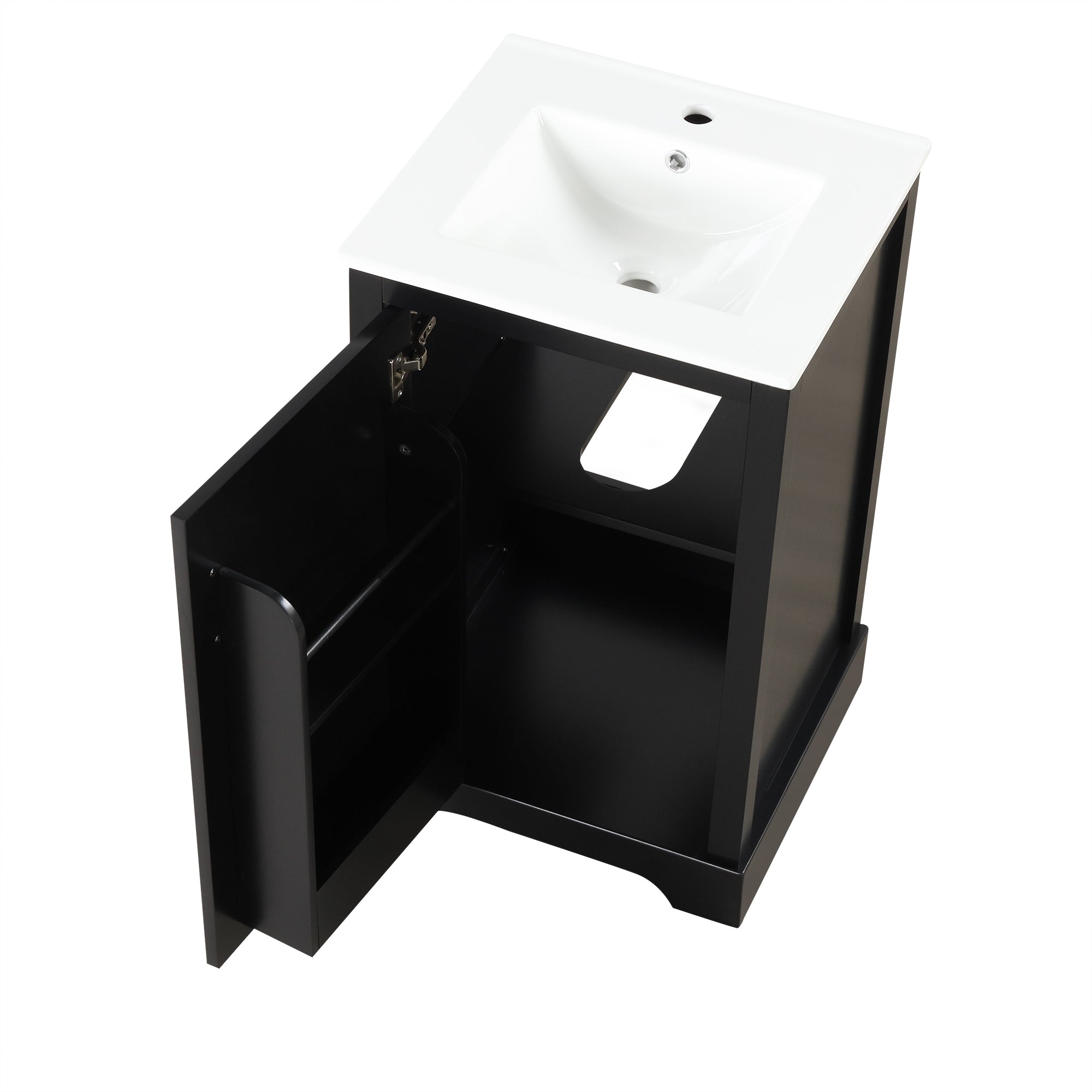 20" Bathroom Vanity with Sink, Bathroom Cabinet with Soft Closing Door, Storage Rack and Adjustable Shelve, Black