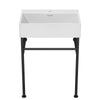 24" Bathroom Console Sink with Overflow,Ceramic Console Sink White Basin Black Legs