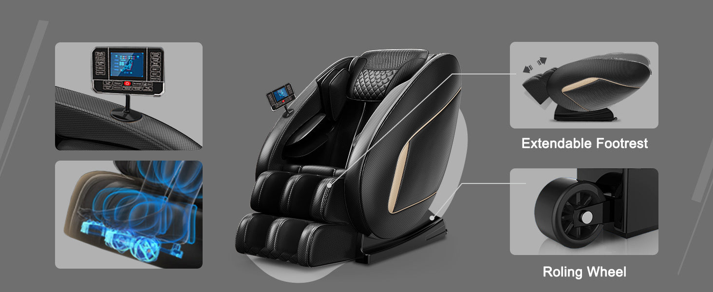 Massage Chair Blue-Tooth Connection and Speaker, Easy to Use at Home and in The Office and Recliner with Zero Gravity with Full Body Air Pressure, 001, 50D x 26W x 40H in, Black3