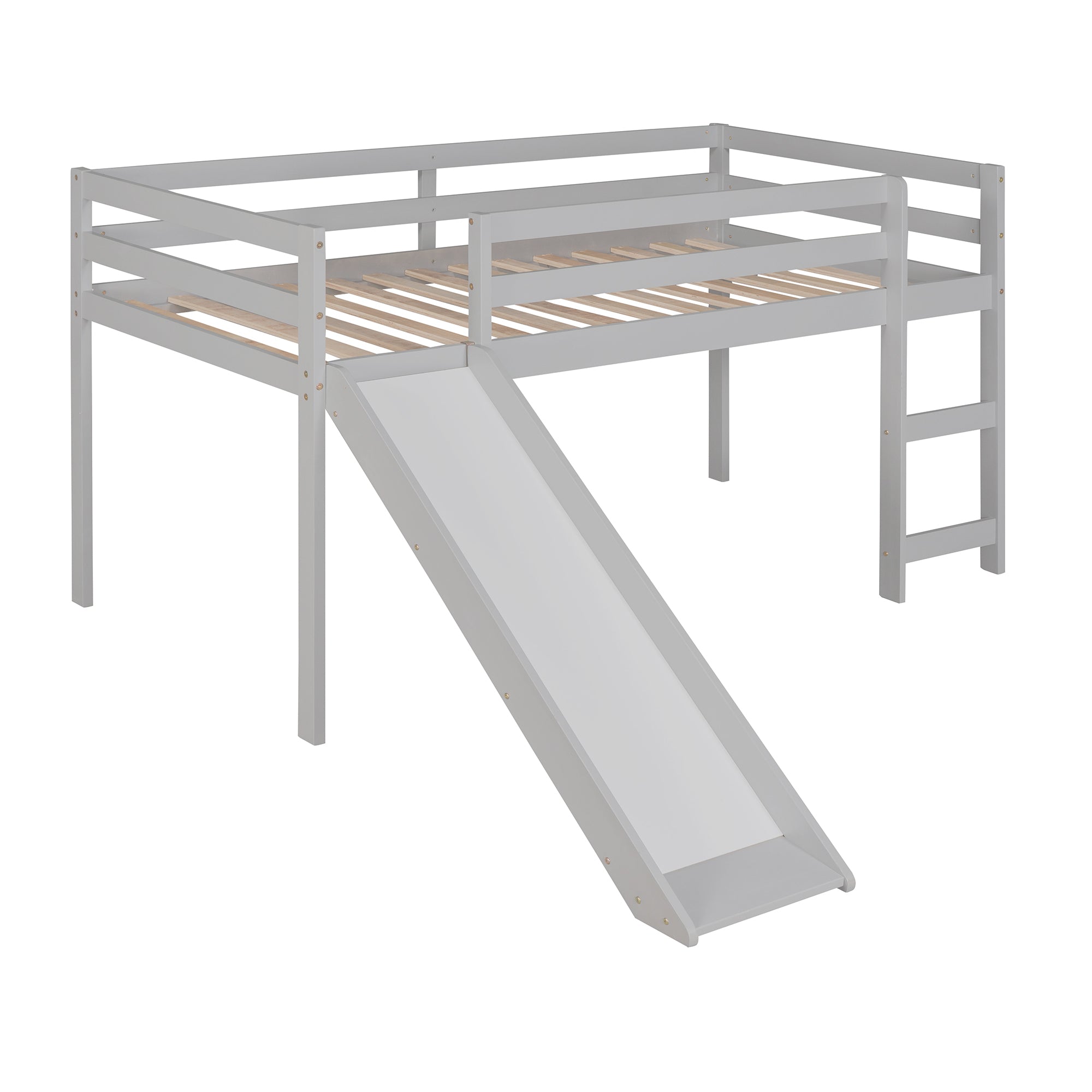 Loft Bed with Slide, Multifunctional Design, Twin (Gray)(OLD SKU: WF191904AAE)