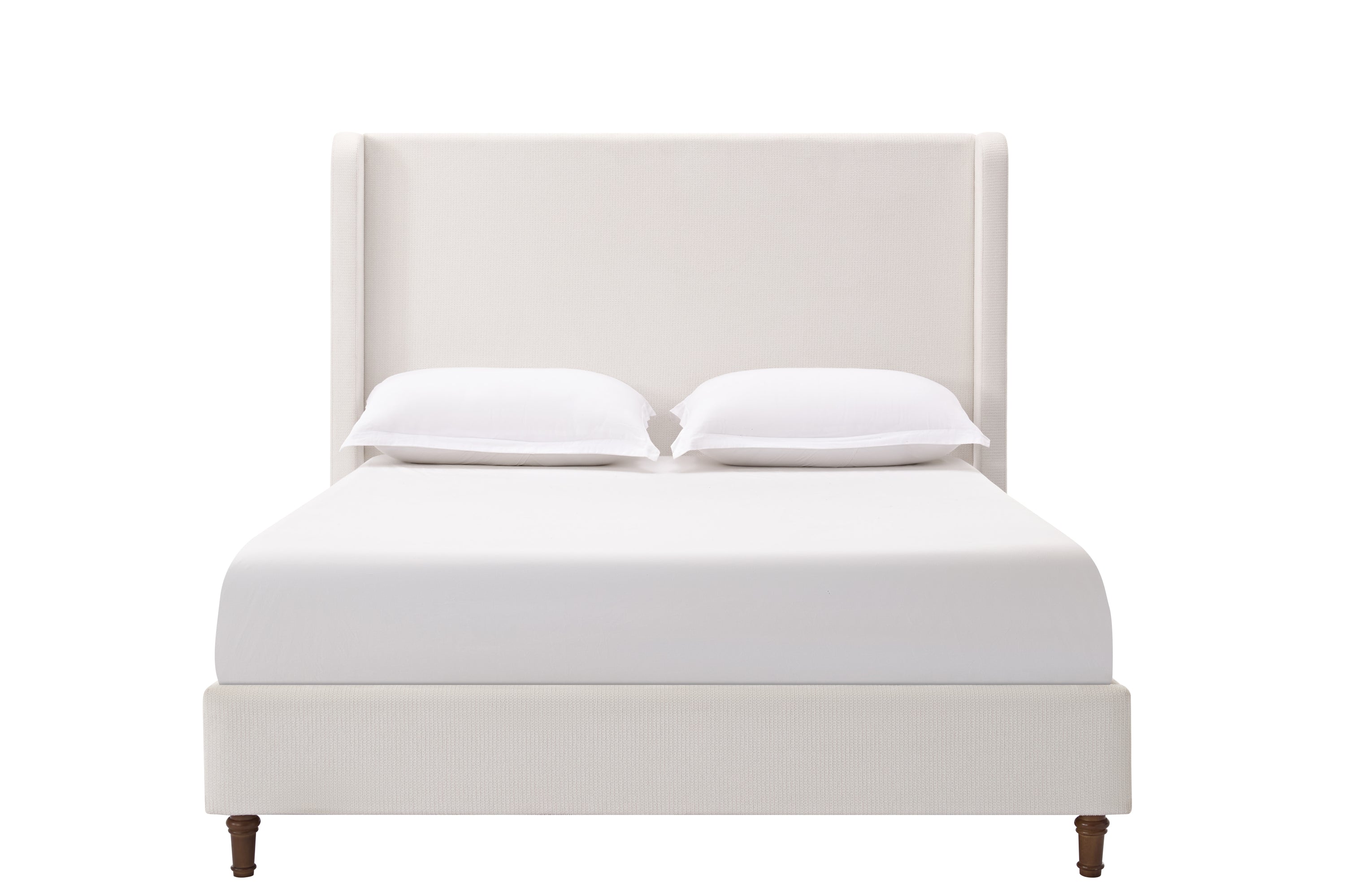 Harper Tall Headboard Upholstered Bed / 54" High Headboard / Elegant Simplicity  / No Box Spring Needed / Easy Assembly / Queen / Cream White Chenille