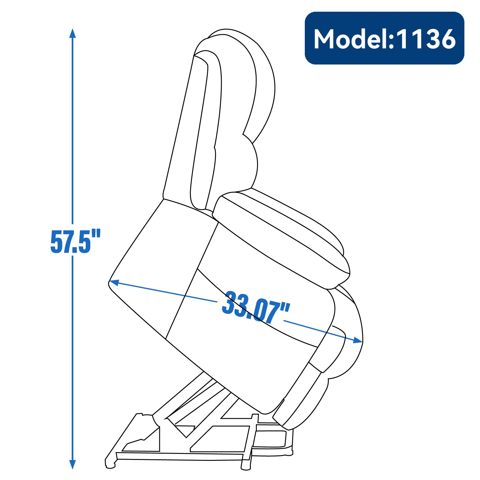 23" Seat Width and High Back Large Size Blue Chenille Power Lift Recliner Chair with 8-Point Vibration Massage and Lumbar Heating