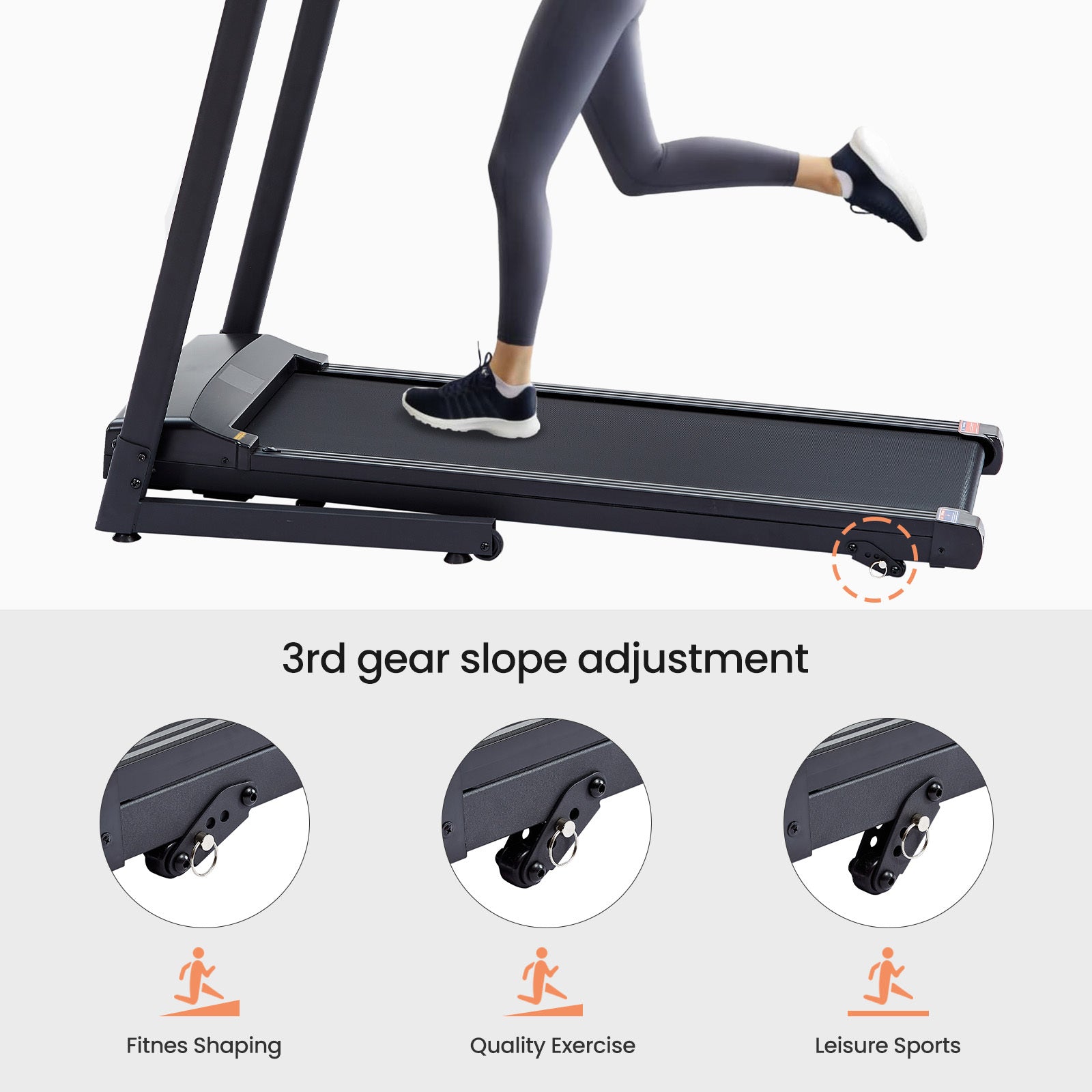 Treadmills - 2.5 HP hydraulic folding removable treadmill with 3-speed incline adjustment, 12 preset programs, 3 countdown modes, heart rate, bluetooth and more, suitable for home and gym use