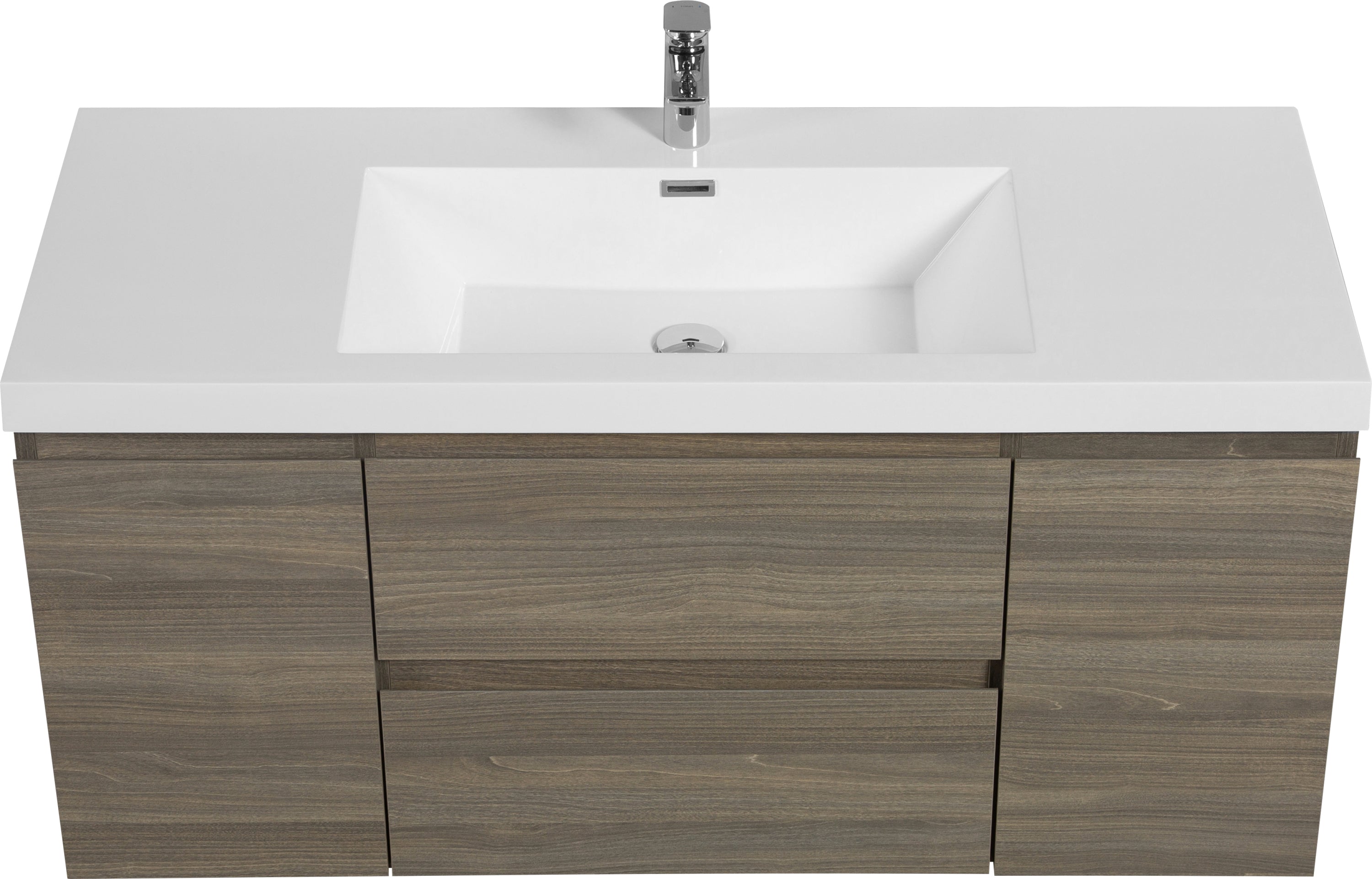 48" Floating Bathroom Vanity with Sink, Modern Wall-Mounted Bathroom Storage Vanity Cabinet with Resin Top Basin and Soft Close Drawers, Ash Grey 24V11-48AG