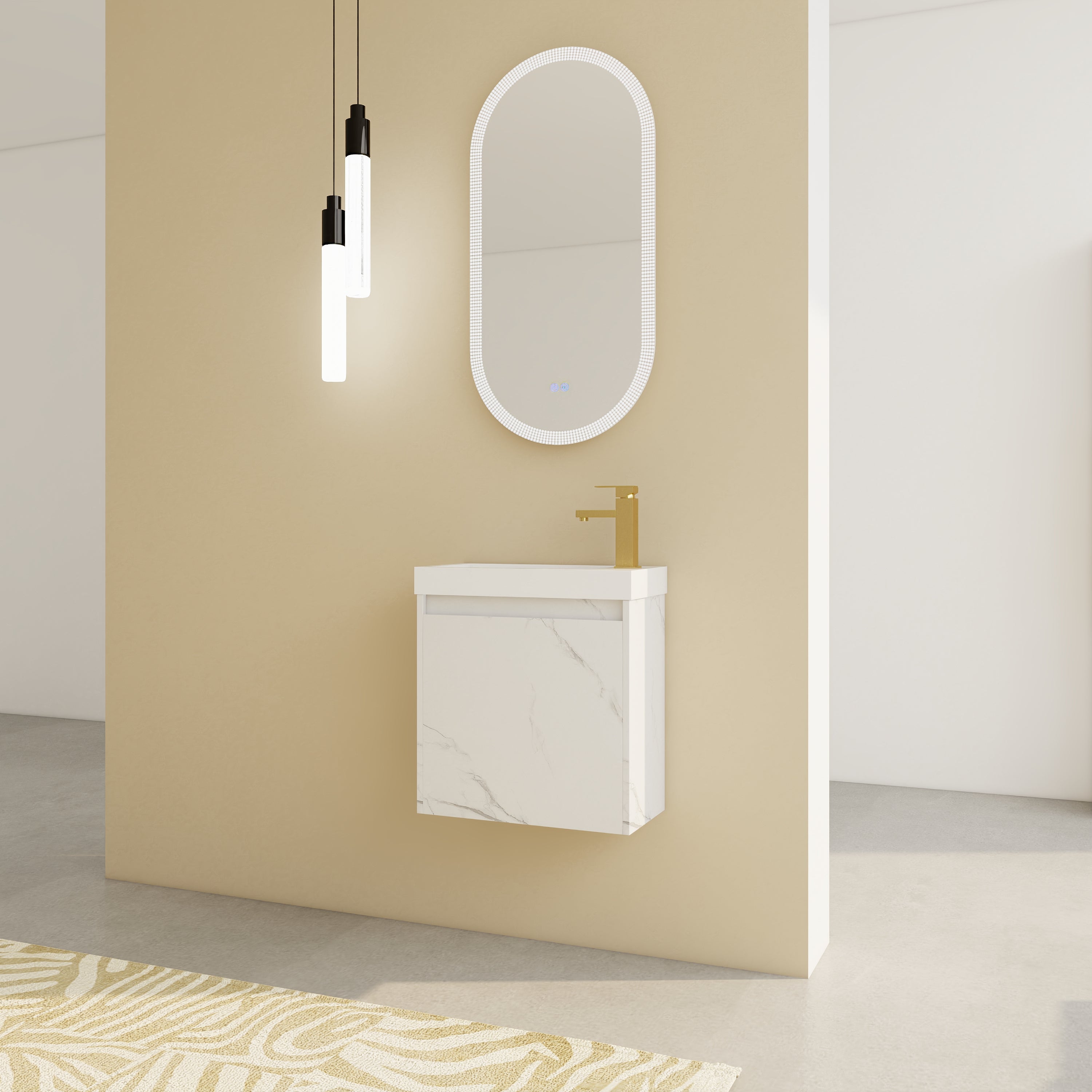 20'' Floating Wall-Mounted Bathroom Vanity with Resin Sink & Soft-Close Cabinet Door