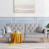 GREY Velvet Tufted Sofa Couch with 2 Pillows and Nailhead Trim