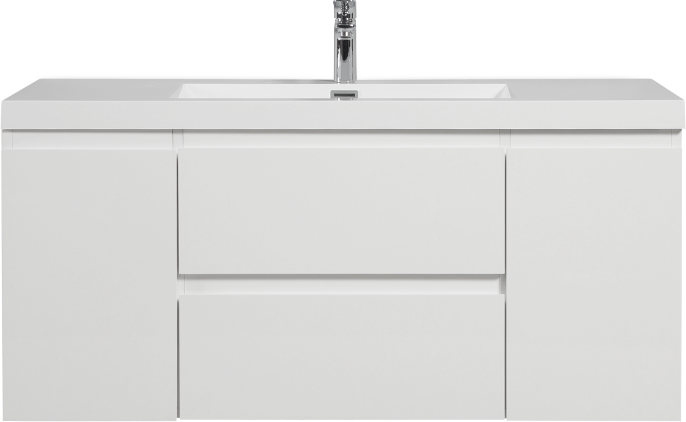 48" Floating Bathroom Vanity with Sink, Modern Wall-Mounted Bathroom Storage Vanity Cabinet with Resin Top Basin and Soft Close Drawers, Glossy White 24V11-48GW