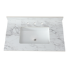 37"x22"Bathroom Vanity Top,sintered stone carra white   Barthroom Vanity Sink Tops with Rectangular Undermount Ceramic Sink with Vanity Backsplash, Three Faucet Hole Bathroom Vanity Countertop