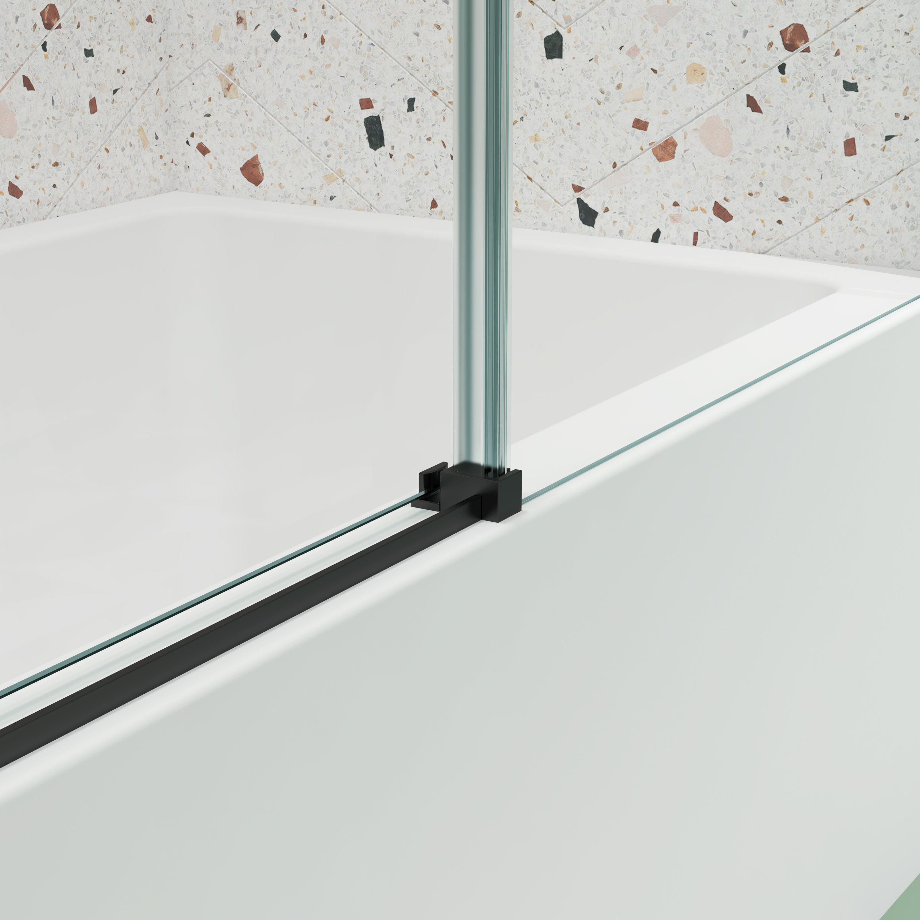 60"W x 58"H Bathtub shower door, sliding door, with 5/16" tempered glass and Matted black finish 6058