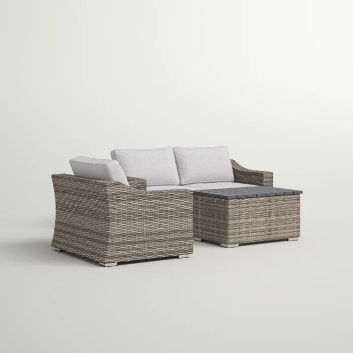 Stylish Rattan Wicker Fully Assembled 3-Person Seating Group with Plush Cushions – Perfect for Outdoor Relaxation