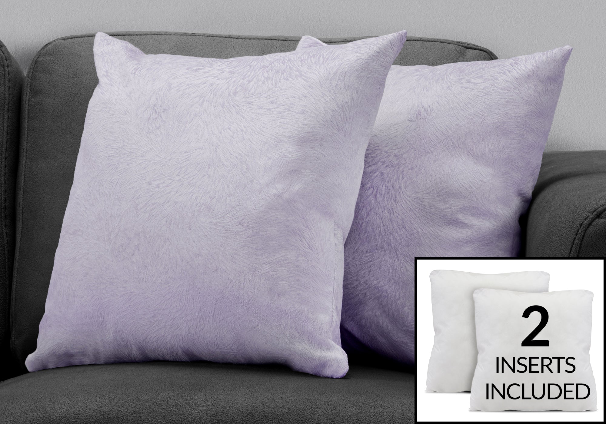 Pillows, Set Of 2, 18 X 18 Square, Insert Included, Decorative Throw, Accent, Sofa, Couch, Bedroom, Purple Hypoallergenic Polyester, Modern