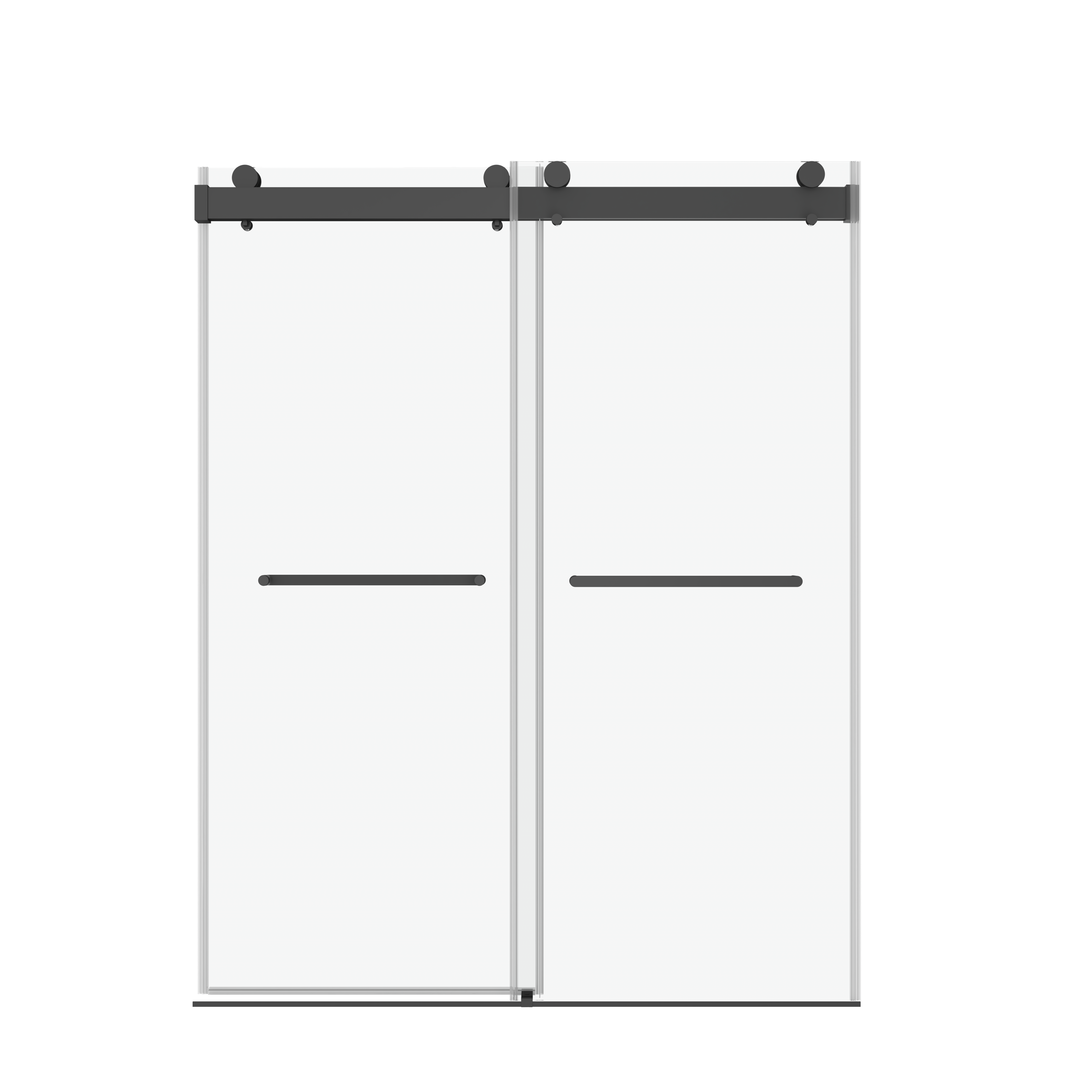 56-60"W x 76"H Double Sliding Frameless Soft-Close Shower Door with Premium 3/8 Inch (10mm) Thick Tampered Glass and Easy-cleaning Coating, Stainless Steel in Matte Black 22D02-60MB