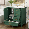 30" Bathroom Vanity in Green, Modern Bathroom Cabinet with Sink Combo Set, Bathroom Storage Cabinet with a Soft Closing Door and 3 Drawers, Solid Wood Frame