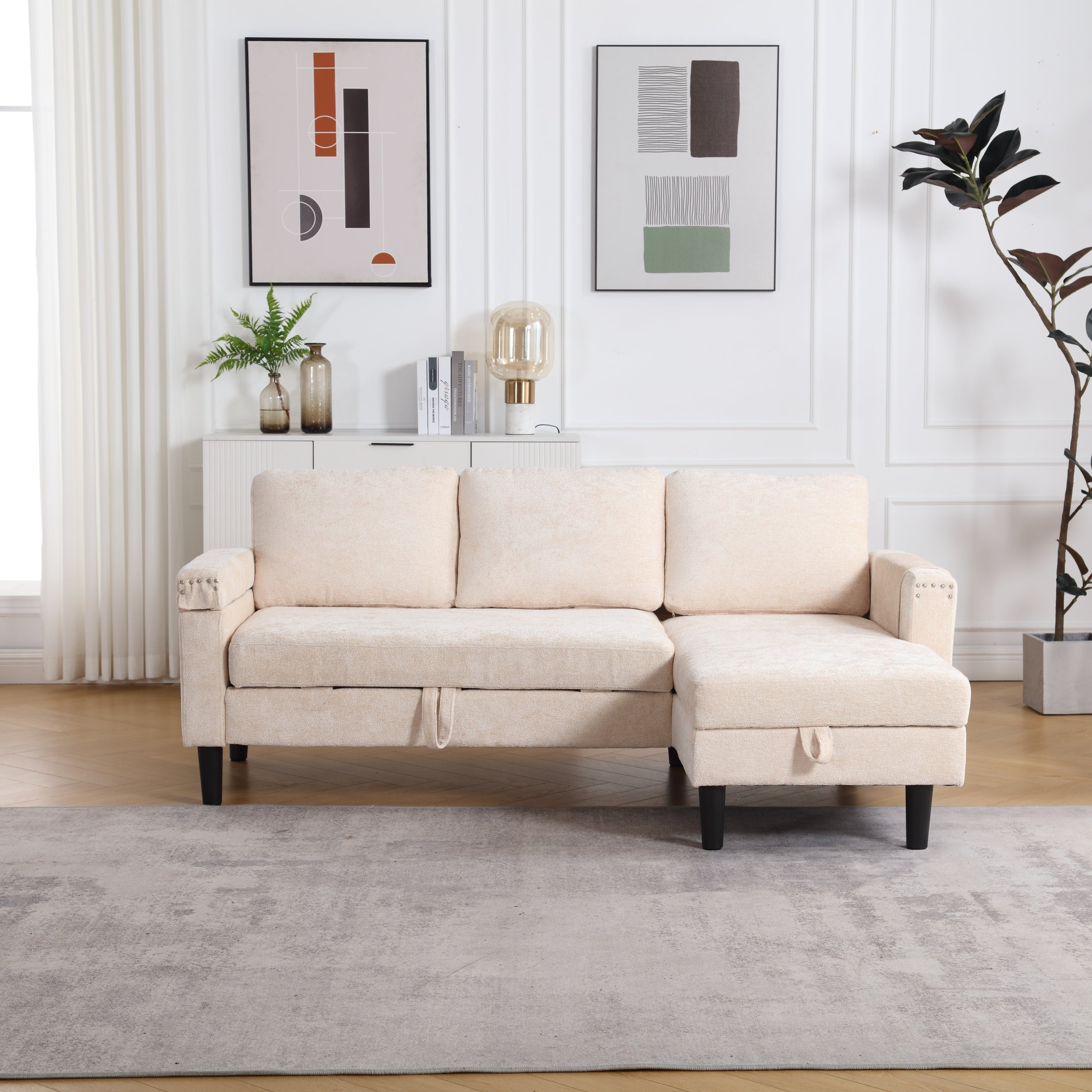 UNITED Sectional Sofa Reversible Sectional Sleeper Sectional Sofa with Storage Chaise