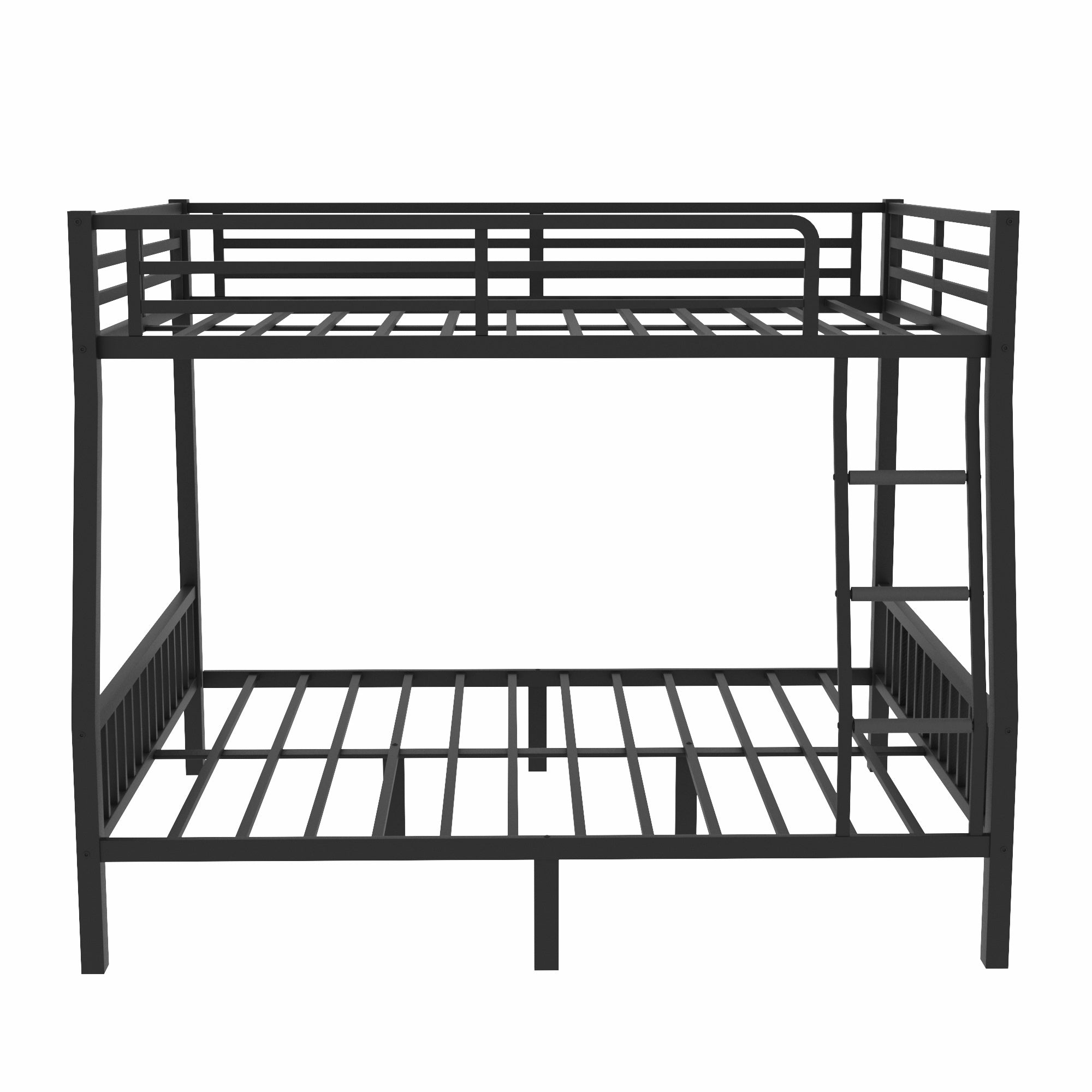 Full XL Over Queen Metal Bunk Bed with Ladder and Slats Support for Adults Teens, Black