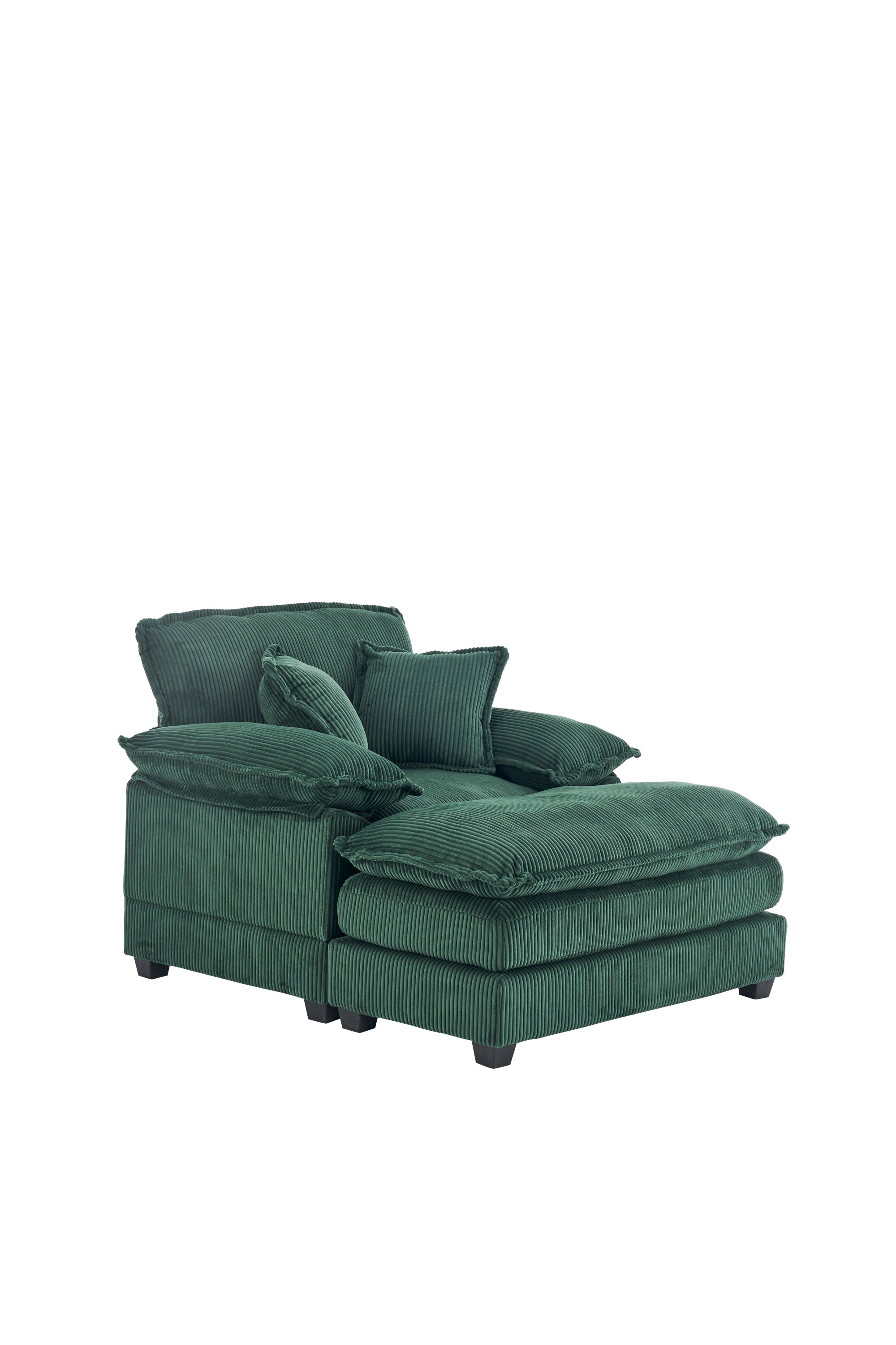 56.3 Inch Corduroy single sofa With  2 toss pillows and a ottoman ,Comfy Sofa- Deep Seat Couch for Living Room