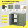 36-inch bathroom vanity with two soft close doors, adjustable shelves and three drawers