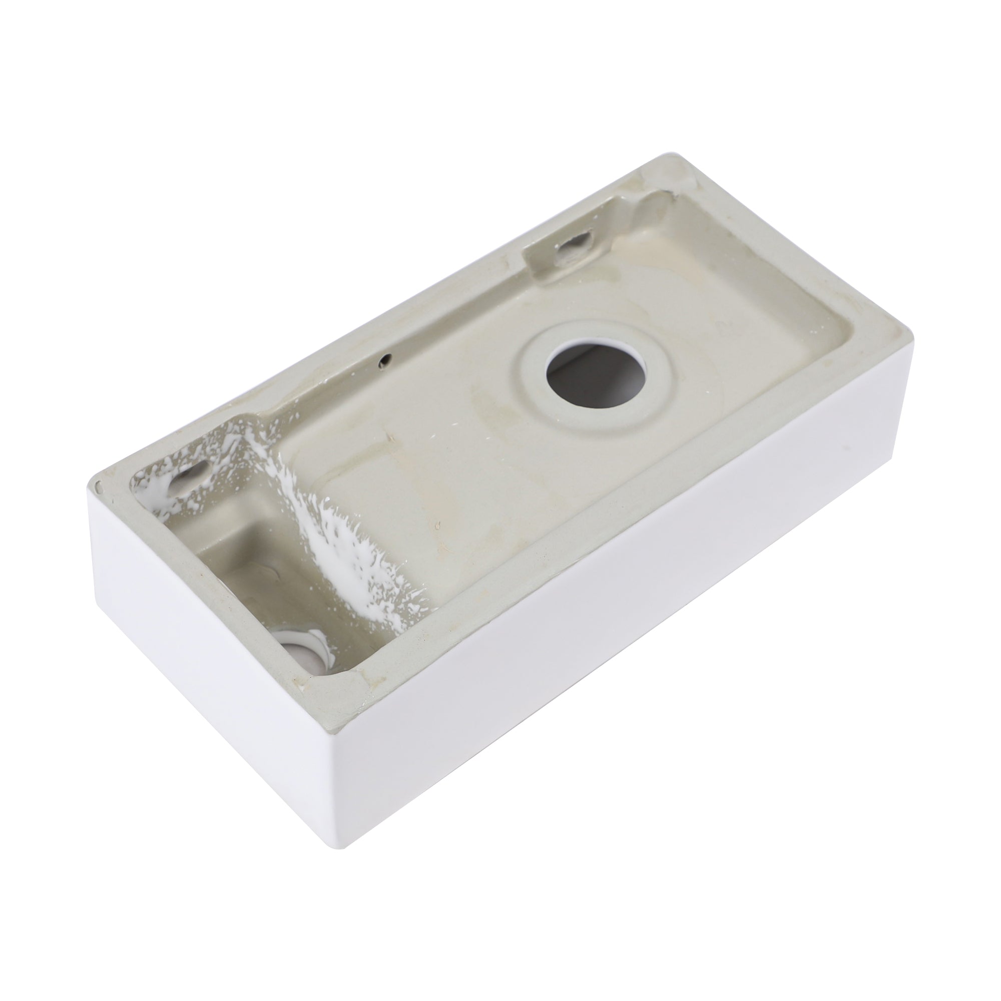 14.57x7.28 Inch White Ceramic Rectangle Wall Mount Bathroom Sink with Single Faucet Hole