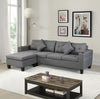 Sectional Sofa Set for Living Room with L Shape Chaise Lounge,cup holder and Left or Right Hand Chaise Modern 4 Seat (FAUX LINEN GREY)