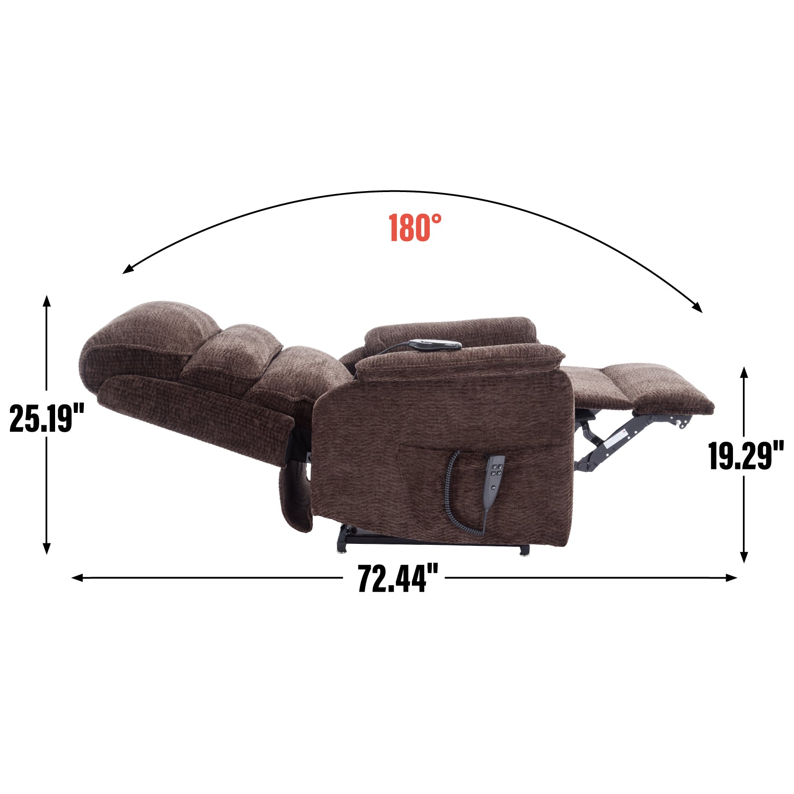 Brown Chenille Dual Motor Infinite Position Up to 350 LBS Power Lift Recliner Chair with Power-Remote, Heat Massage and Heavy Duty Motion Mechanism