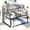 Twin XL/Full XL/Queen Triple Bunk Bed with Long and Short Ladder and Full-Length Guardrails,Black