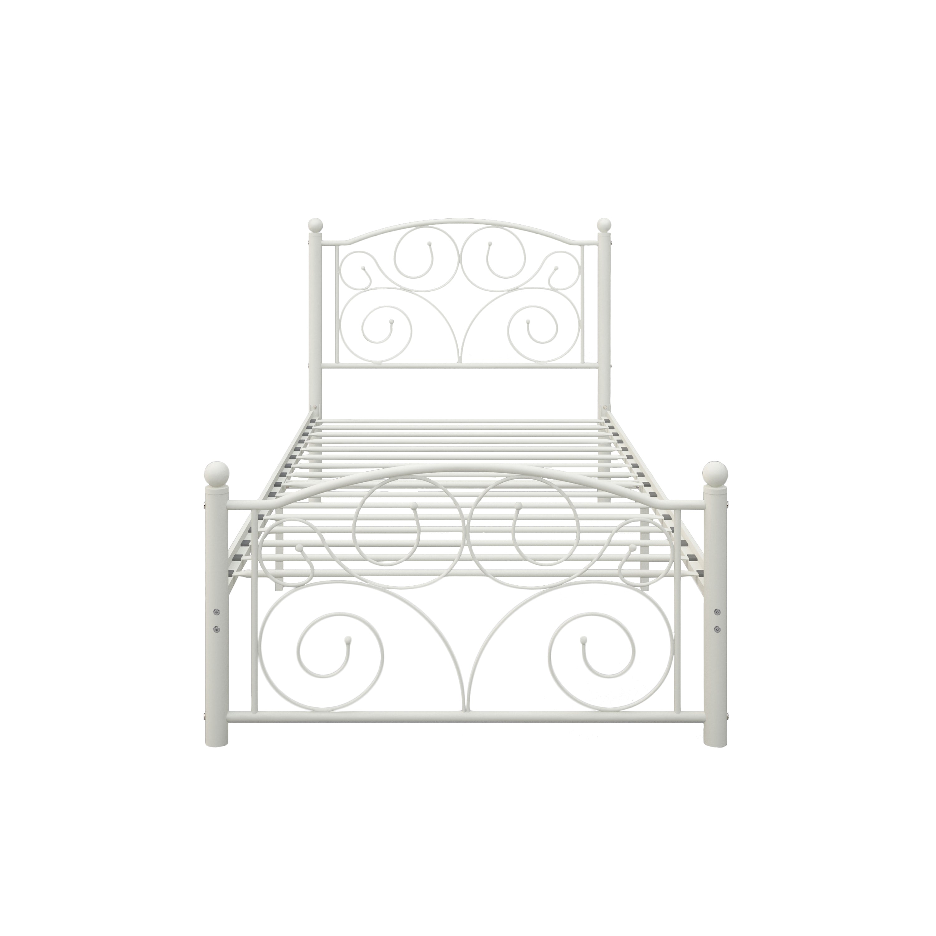 Twin Size Unique Flower Sturdy System Metal Bed Frame with Headboard and Footboard