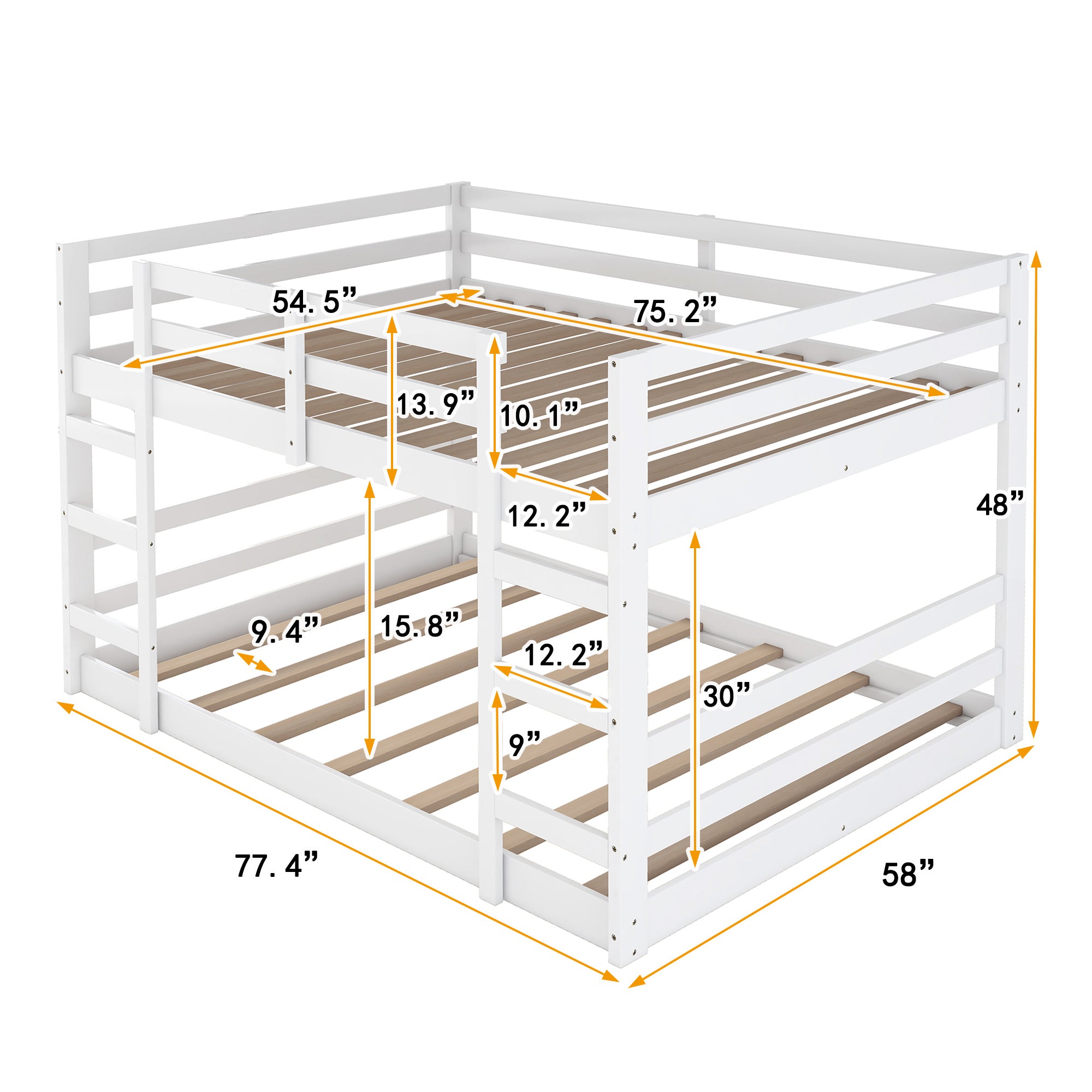 Full Over Full Bunk Bed with Ladder, White (OLD SKU:WF282788AAK)