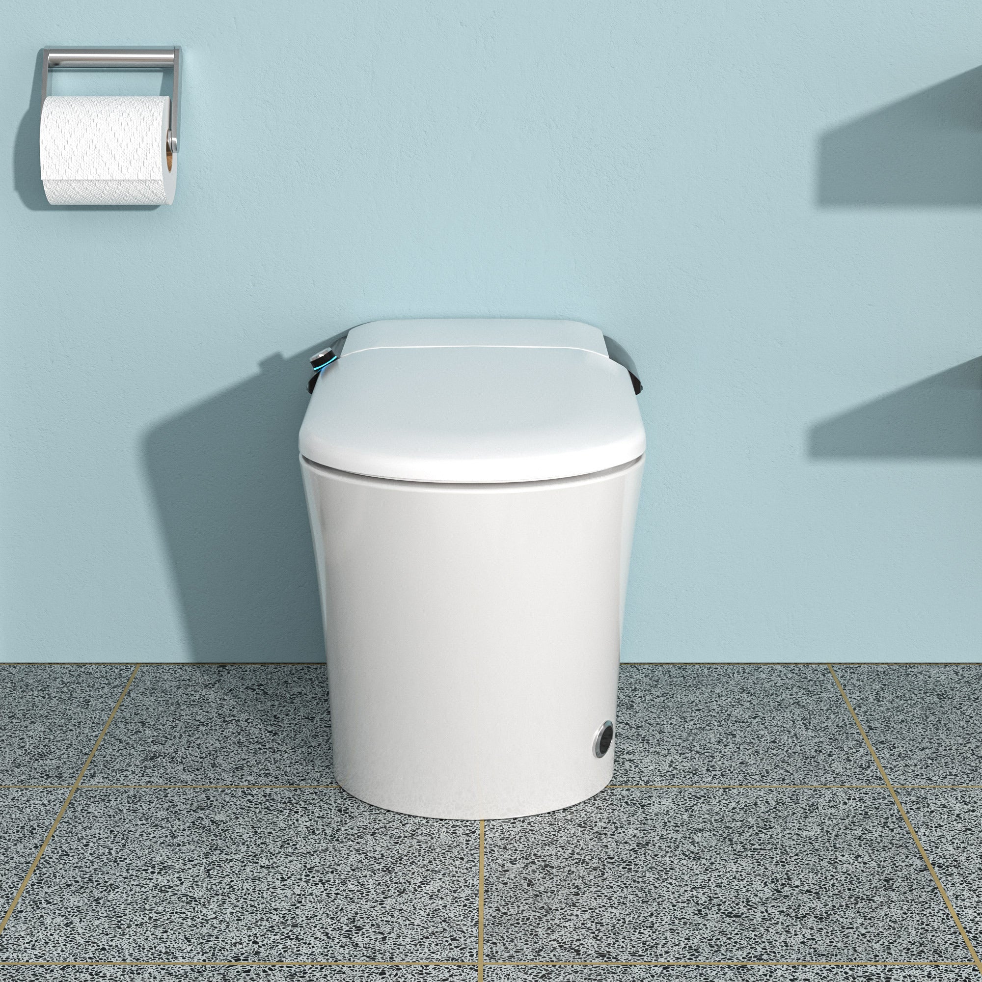 Smart Toilet with Bidet Built in, Auto Open & Close, Elongated Heated seat, Foot Sensor Flush, LED Display, Warm Water Wash, Dryer, Night Light