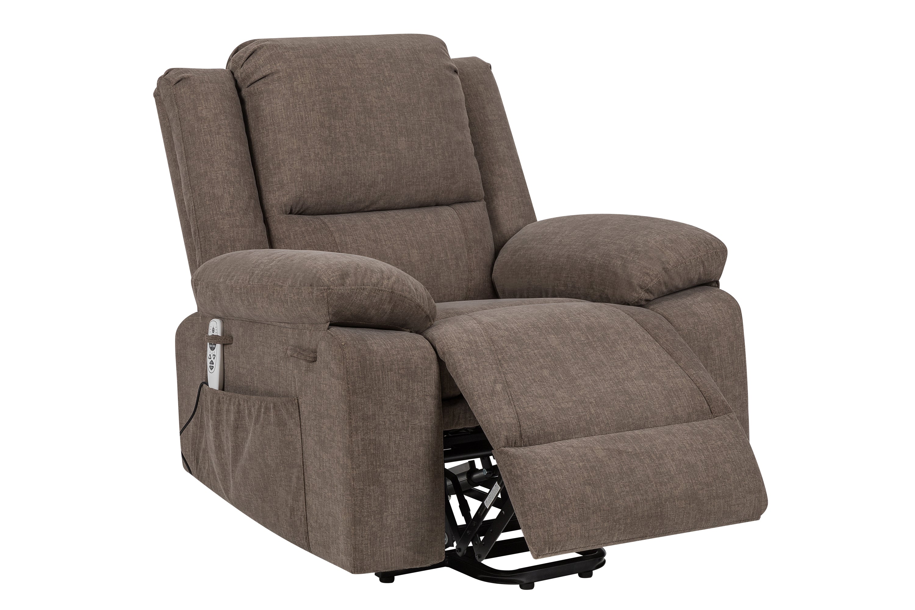 Electric Power Recliner Chair With Massage For Elderly ,Remote Control Multi-function Lifting, Timing, Cushion Heating Chair With Side Pocket Brown