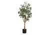 Artificial Plant, 46" Tall, Eucalyptus Tree, Indoor, Faux, Fake, Floor, Greenery, Potted, Decorative, Green Leaves, Black Pot