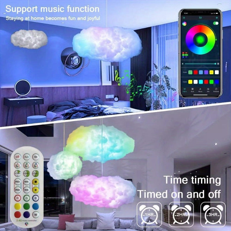 3D Big Cloud Lightning Light Kit Music Sync Warm White Multicolor Lightning Chan