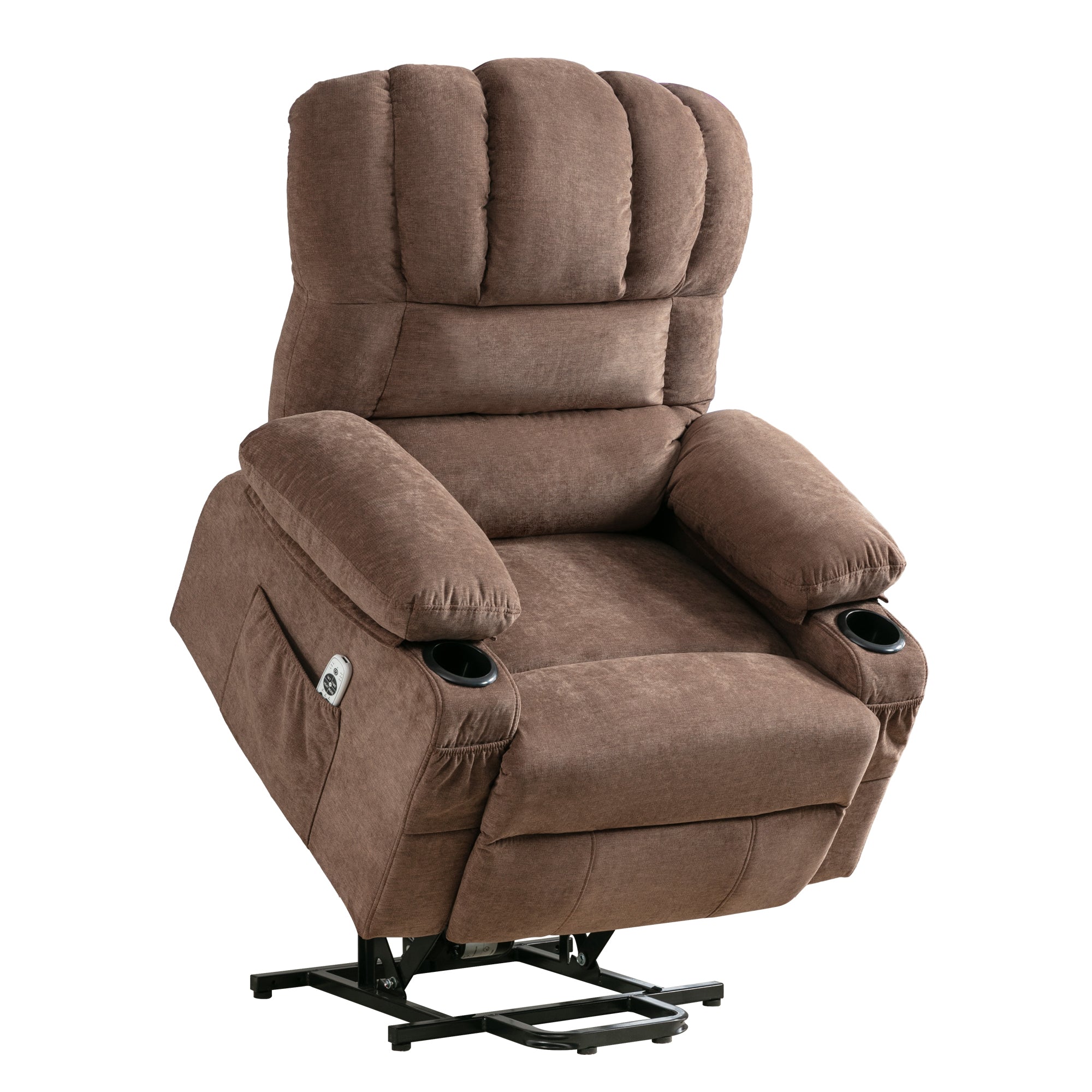 Power Lift Recliner Chair Recliners for Elderly with Heat and Massage Recliner Chair for Living Room with Infinite Position and Side Pocket,USB Charge Port.BROWN