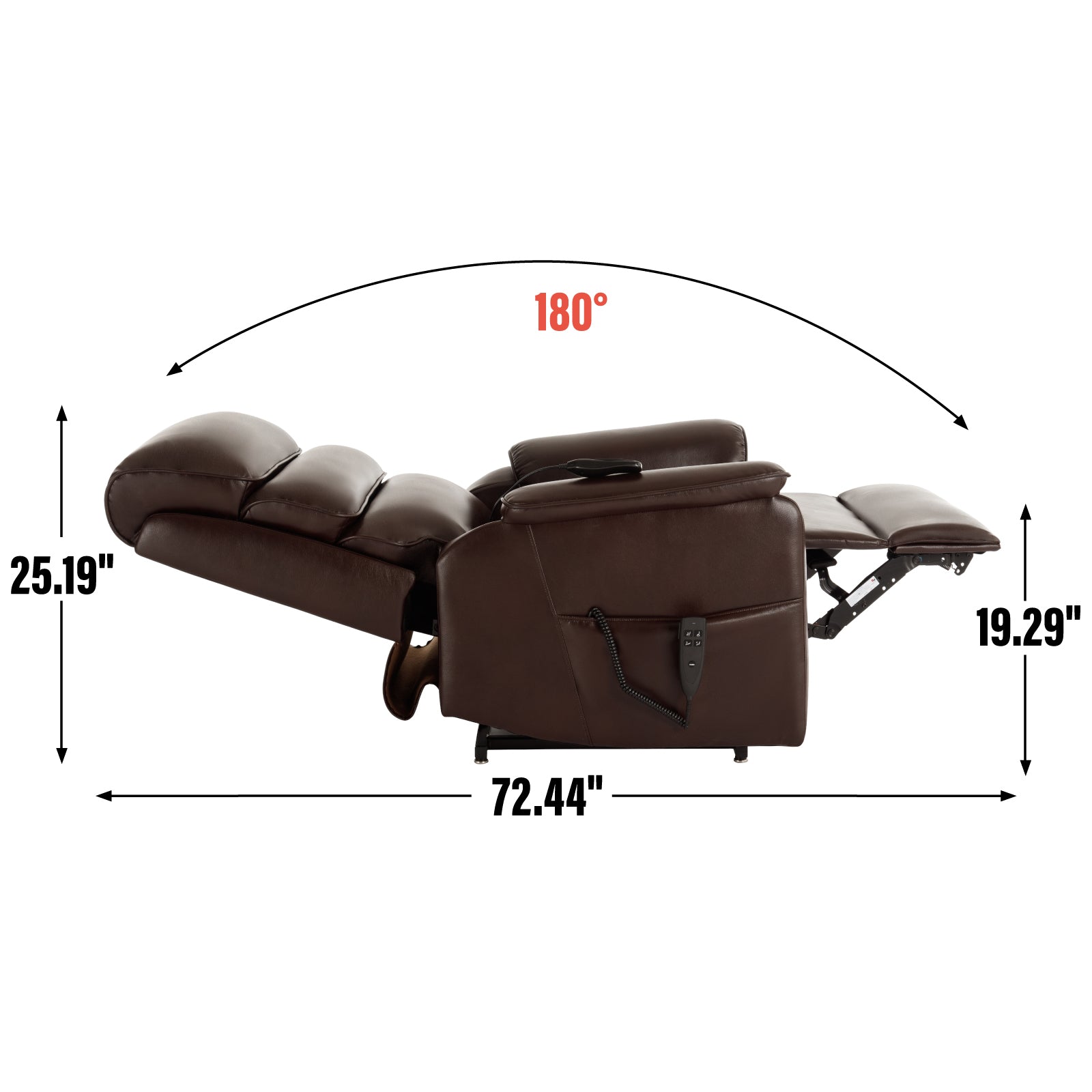 Brown Leatheraire Dual Motor Infinite Position Up to 350 LBS Power Lift Recliner Chair with Power-Remote, Heat Massage and Heavy Duty Motion Mechanism