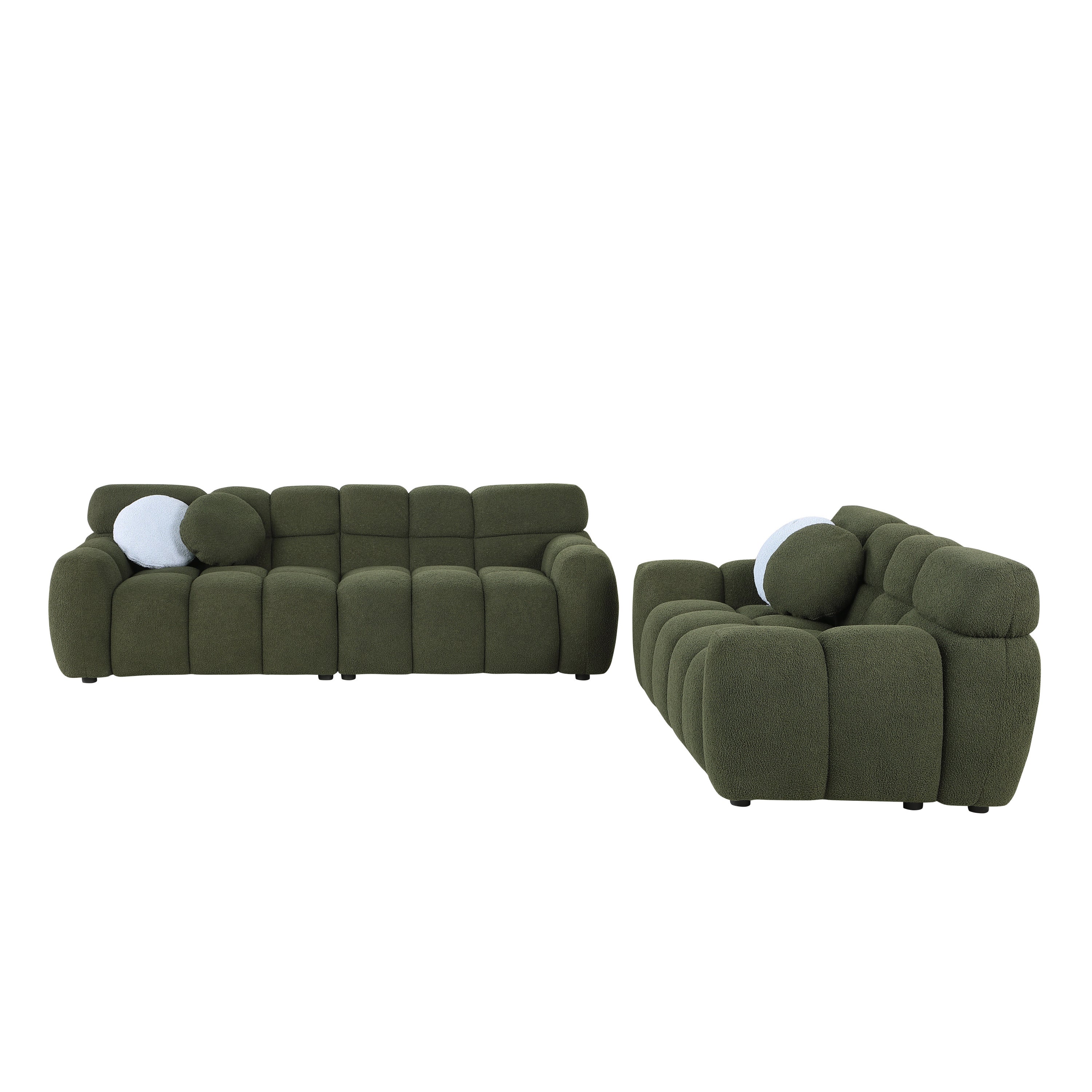 sofa and loveseater ,human body structure for USA people,  marshmallow sofa,boucle sofa ,OLIVE GREEN BOUCLE