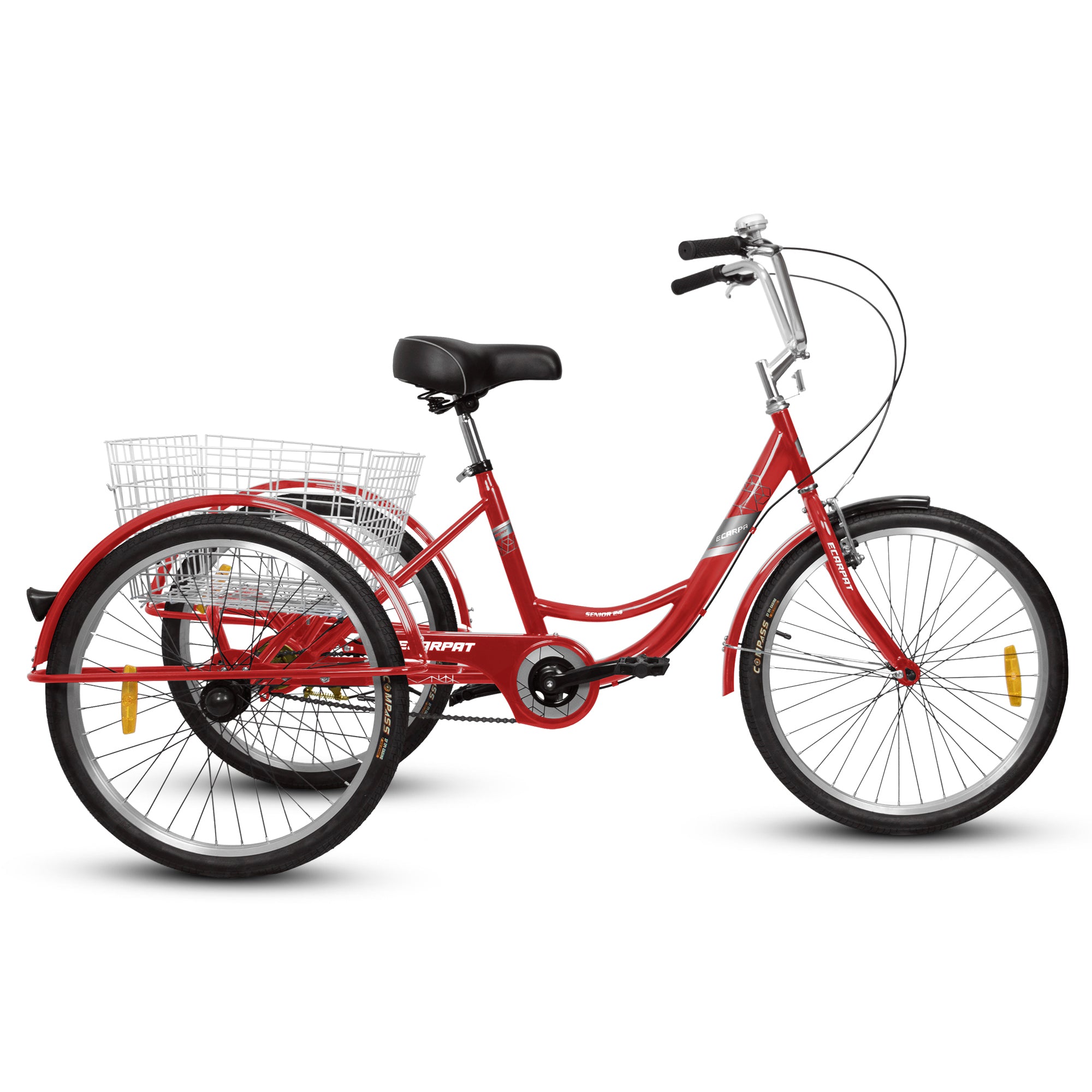 A24631 Adult Tricycles, 1 Speed Adult Trikes 24 inch 3 Wheel Bikes, Three-Wheeled Bicycles Cruise Trike with Shopping Basket for Seniors, Women, Men